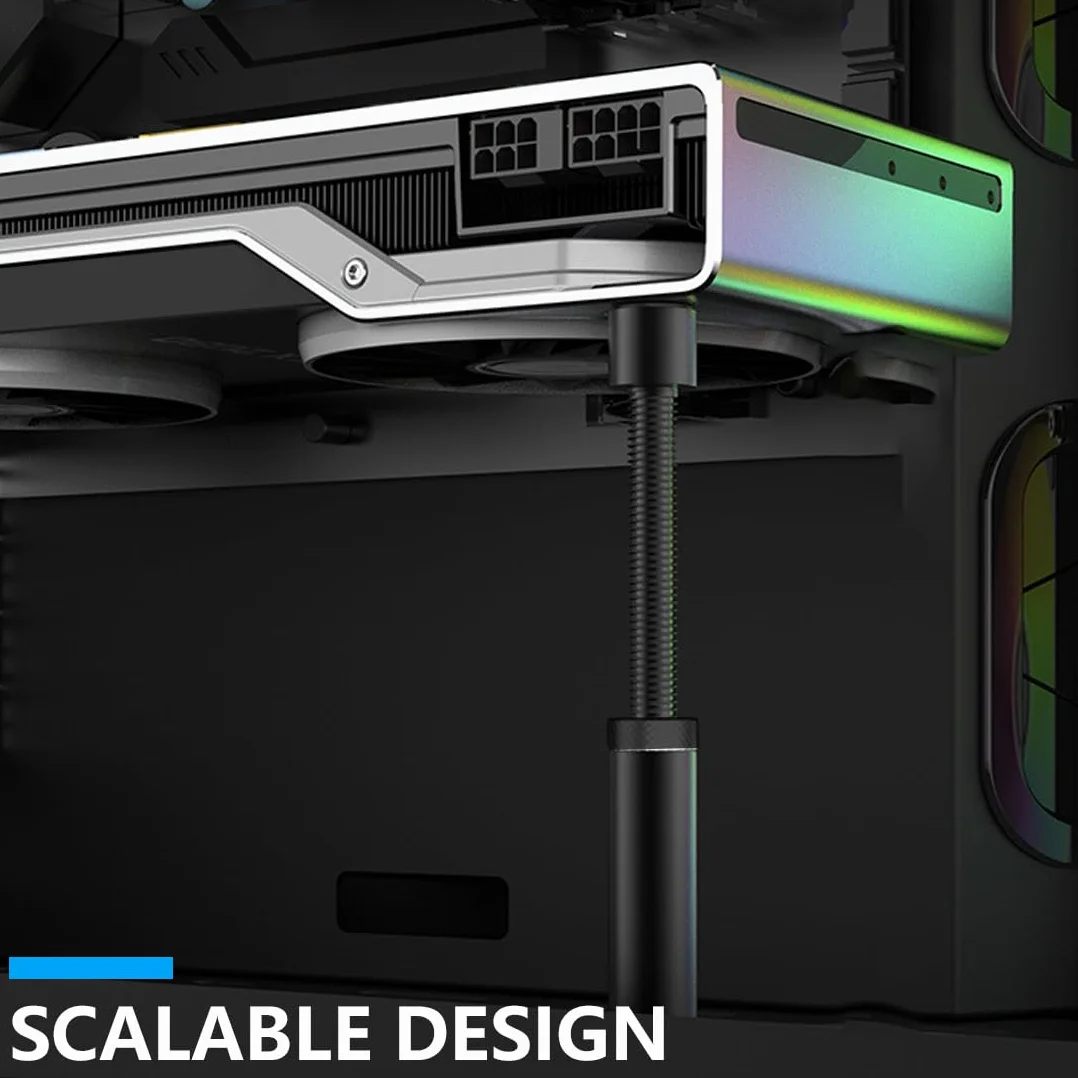 Supporto GPU per scheda grafica, 2 pezzi, in lega di alluminio, supporto per schede grafiche, regolabile in altezza(75-120 mm) per host utente e protezione PC