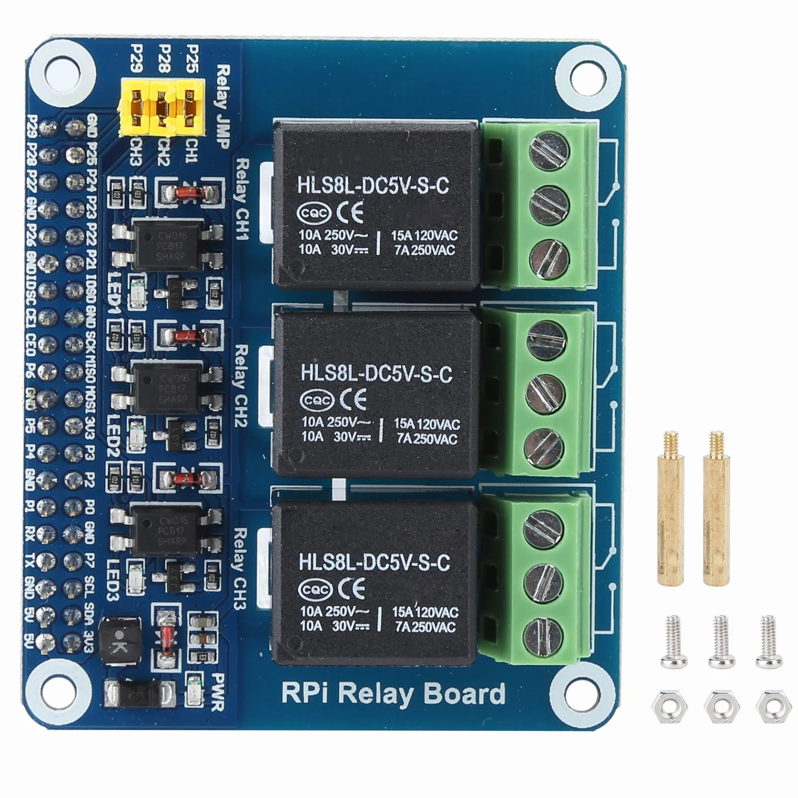 Modulo relè a 3 vie adatto per relè Raspberry Pi di alta qualità con indicatore luminoso a relè(Raspberry Pi 3 Relay)