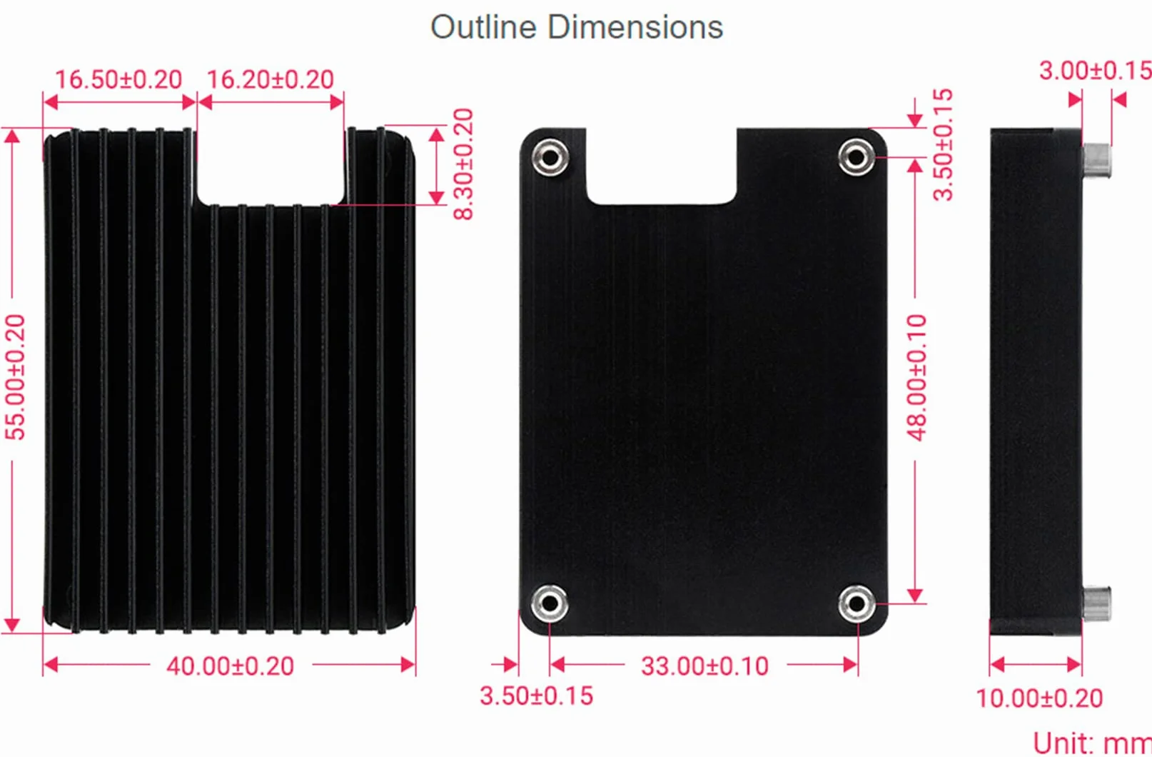 Waveshare Dissipatore di Calore in Alluminio per Raspberry Pi Compute Module 4 CM4, Heatsink con Antenna Notch, Resistente alla Corrosione/Ossidazione, Migliore Dissipazione del Calore