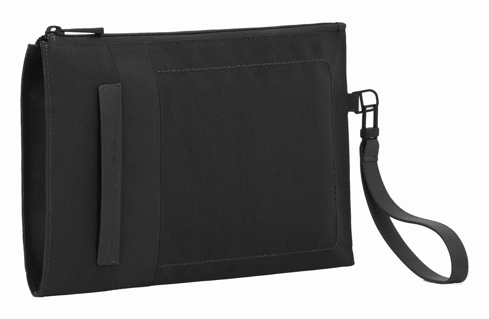 Piquadro Pochette porta iPad®mini in tessuto riciclato e pelle con tasca porta occhiali, protezione anti-frode RFID e tasca per AirPods® Nero