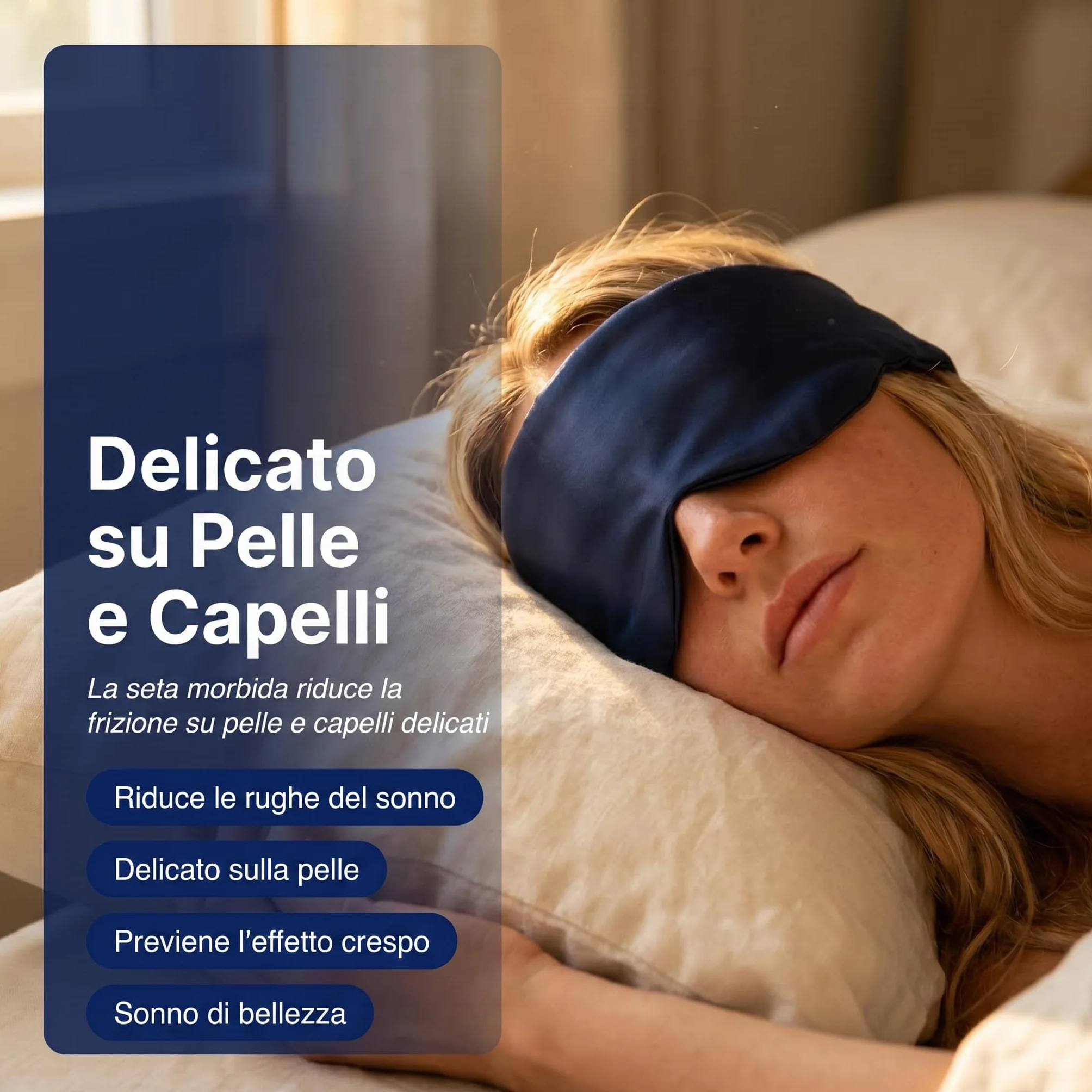 Mascherina in Seta per Dormire Donna Uomo Counting Sheep Seta di Gelso Morbida 100% Oscurante Leggera Regolabile Ipoallergenica