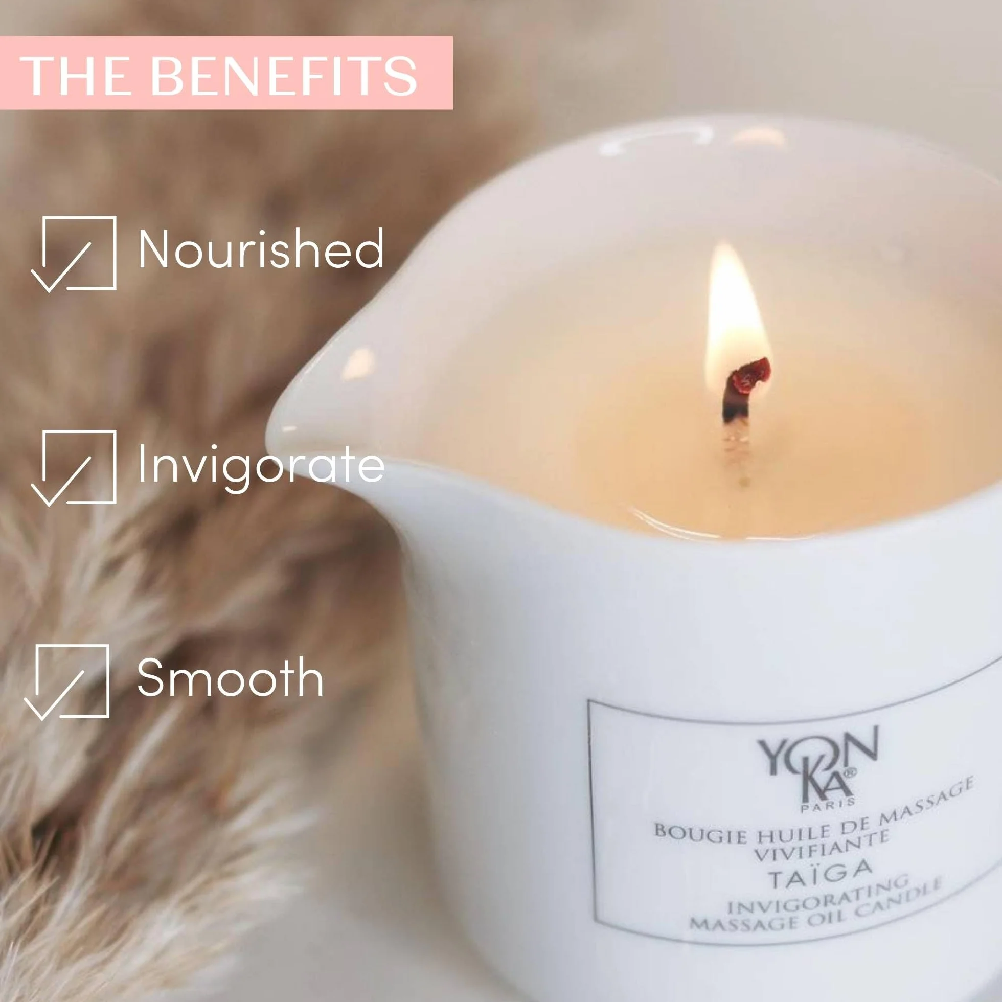 Yonka Candela da Massaggio Taïga Relax Intimo Ingredienti Naturali Nutrienti Profumazioni Legnose Rilassanti Massaggio Riscaldante Utilizzo Versatile