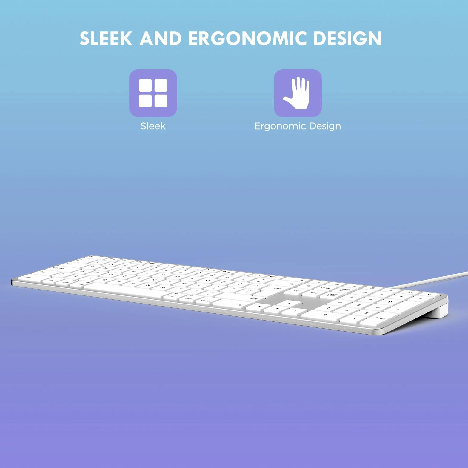 Seenda JP208 Tastiera cablata per Mac OS, esterna sottile full-size con tastierino numerico USB A e tipo C, layout Qwerty UK, bianco