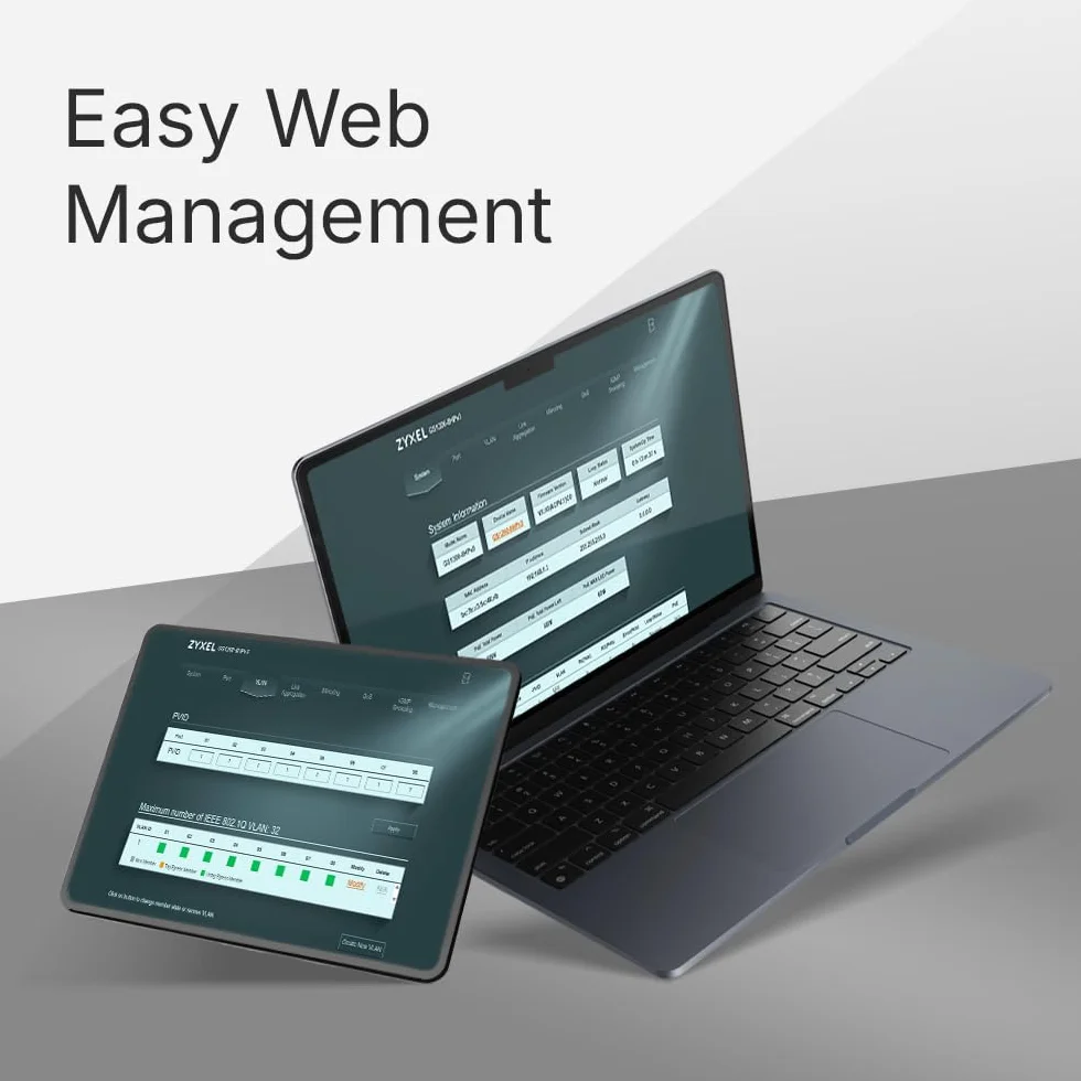 Zyxel Switch PoE 8 Porte | Switch Ethernet Gigabit Web Managed | 4 Porte PoE+ Budget 68W | QoS, Link Aggregation, VLAN, IGMP Snooping | Senza ventola | Desktop [GS1200-8HPv3]