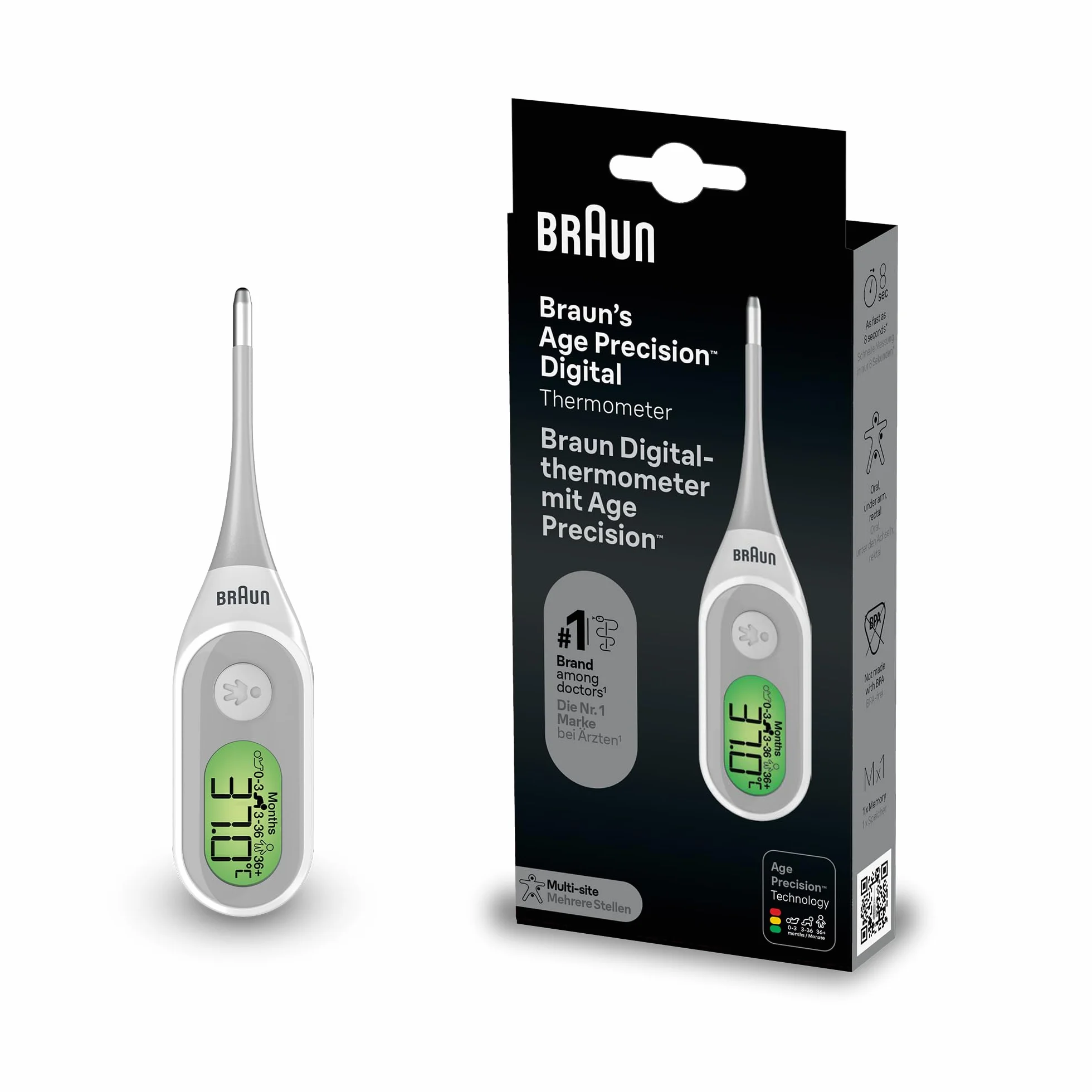 Braun PRT2000 Age Precision Termometro Digitale Orale Rettale Ascellare Neonati Bambini
