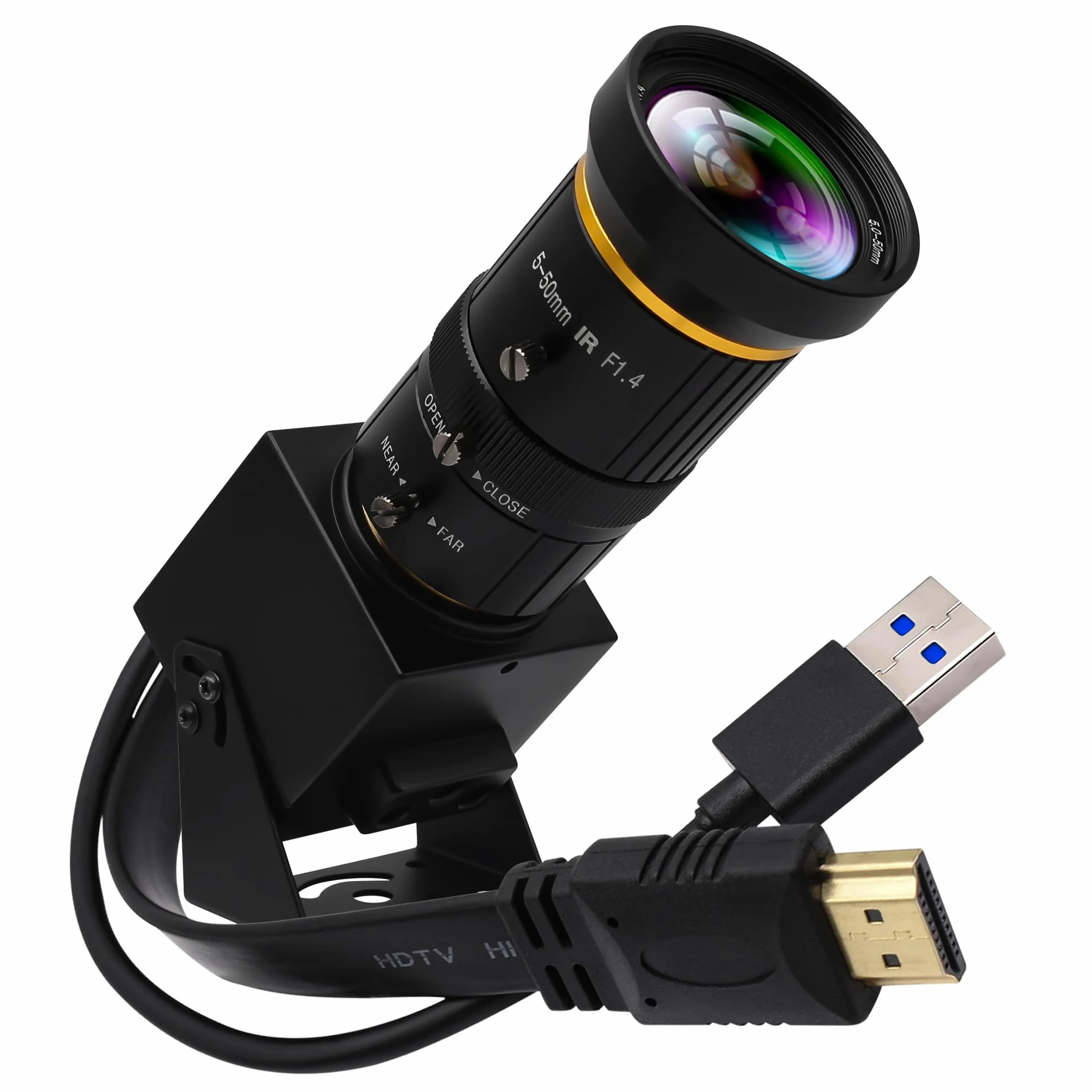 Zoom Ottico 10X 60fps HDMI USB3.0 Fotocamera 4K Ad Alta Velocità H.264 Uscita simultanea Webcam PC Plug and Play per Sicurezza Informatica Industriale Live Streaming CCTV Proiettore