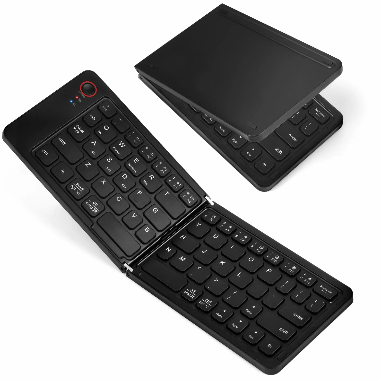 Aolso Tastiera Bluetooth Pieghevole, Tastiera Wireless Leggera, Triplo Pairing, Tastieras Portatile Ricaricabile per Smartphone/Tablet/PC/iPad/iPhone, Sistema Windows, iOS, Android-Nero