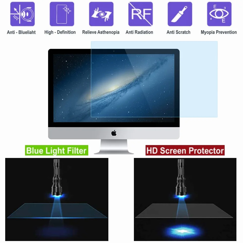 AiMok Rimovibile Filtro Anti Luce Blu Premium per 23" Monitor, Protezione per gli occhi I Blocco della luce blu I Antiriflesso Proteggi Schermo per Computer e Schermo PC (23 Pollici 16:9)