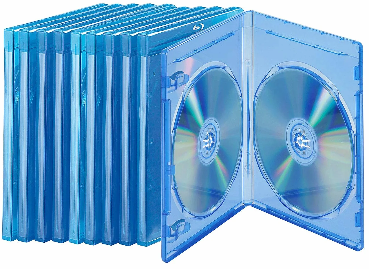 PEARL Custodie supporti vergini per PC - bluray custodie: Buste morbide Blu-ray, blu-trasparenti, in confezione da 10 per 2 dischi ciascuna (custodia ray, custodie vuote, scatola)