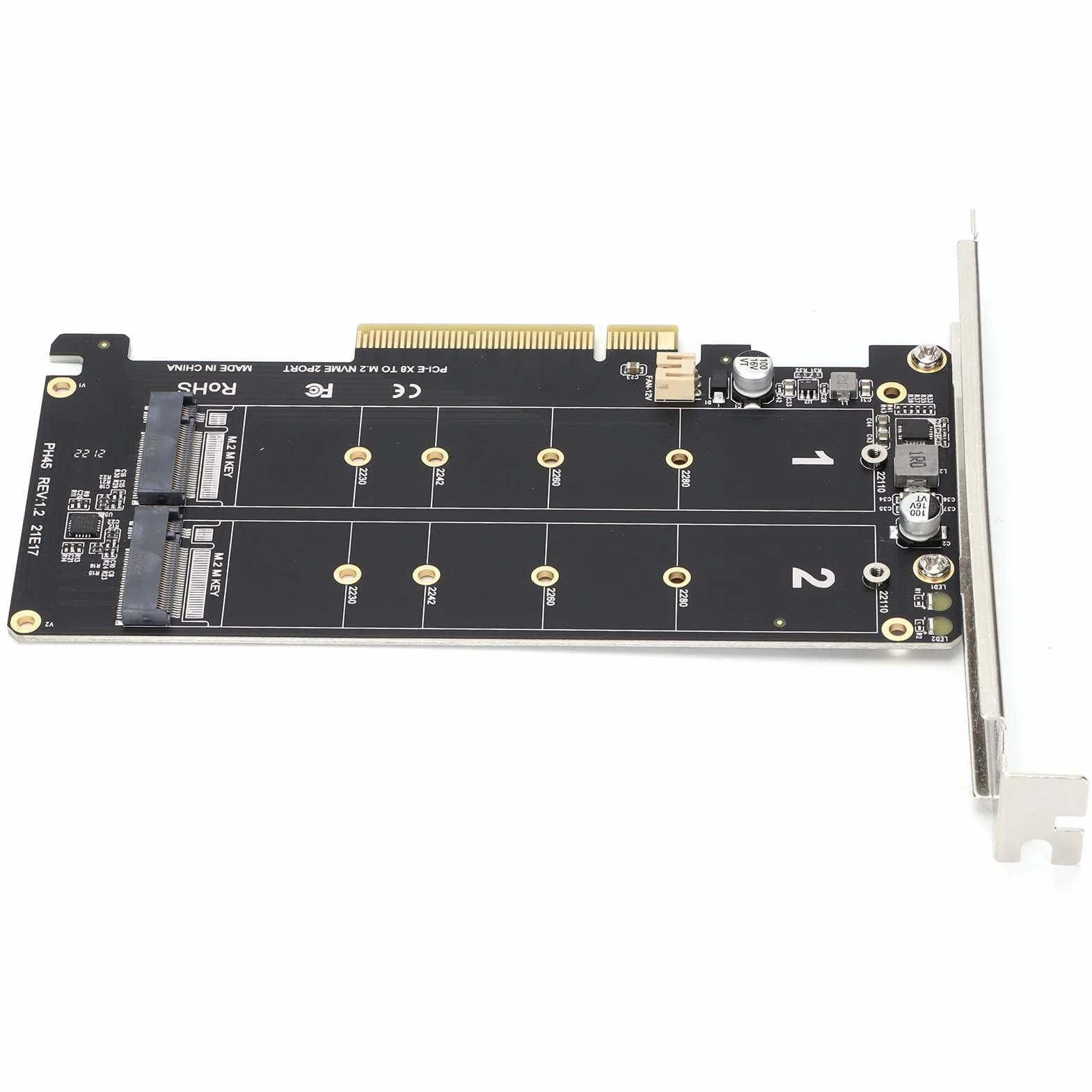 Topiky Scheda Adattatore Dual M 2 NVMe SSD a PCIE X8 M Key, Scheda di Espansione del Convertitore del Convertitore del Disco Rigido della Scheda Array di Divisione del Segnale, Scheda