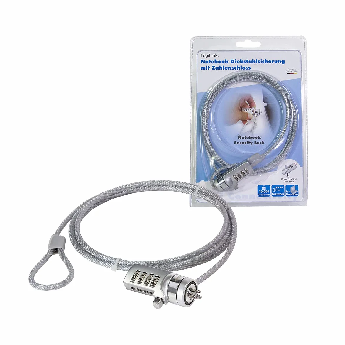 Logilink NBS002 - Lucchetto di sicurezza con codice numerico, 1,50 m