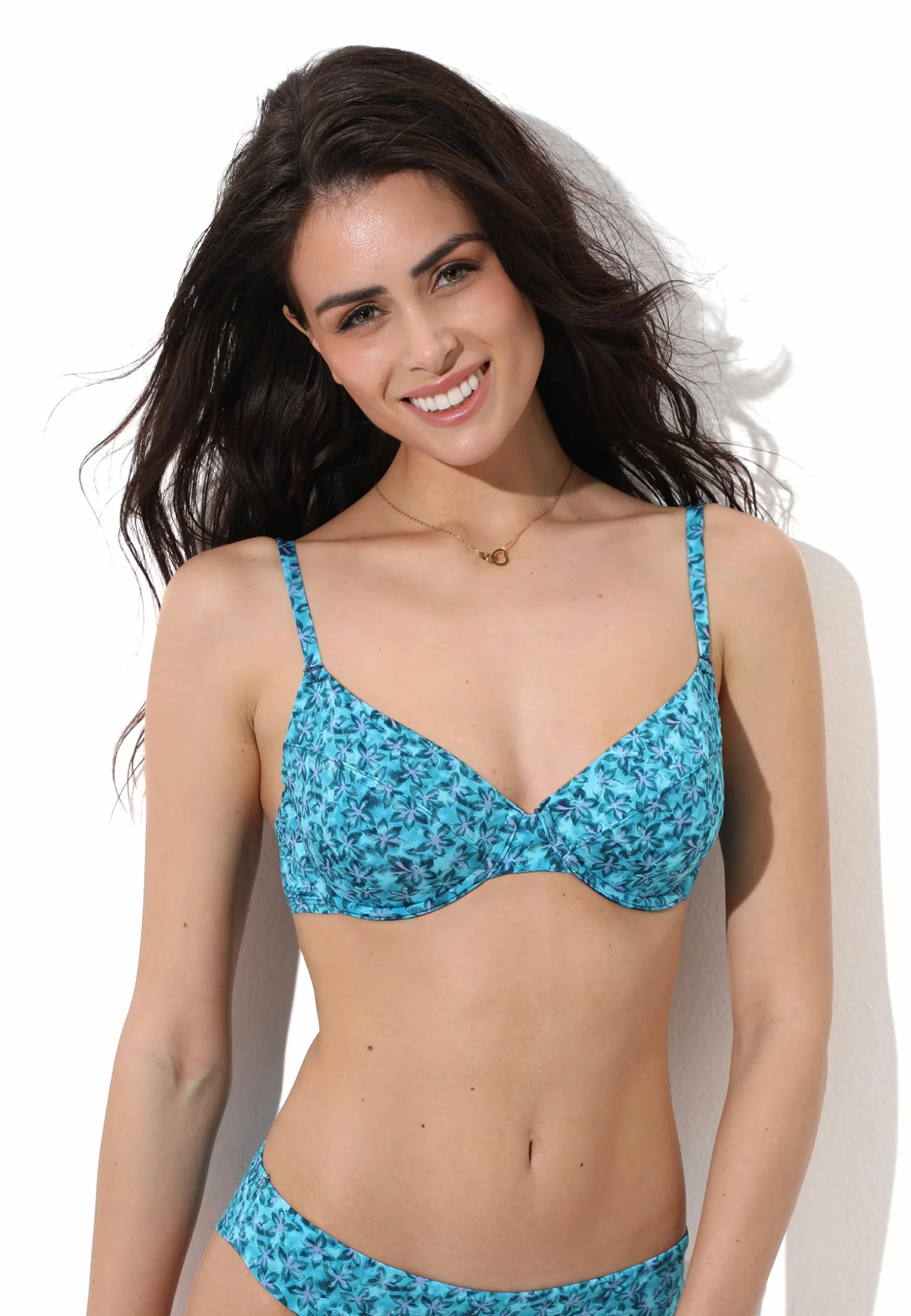 Lovable Reggiseno Balconcino con Ferretto in Microfibra Donna Azzurro Stampa Floreale 36C