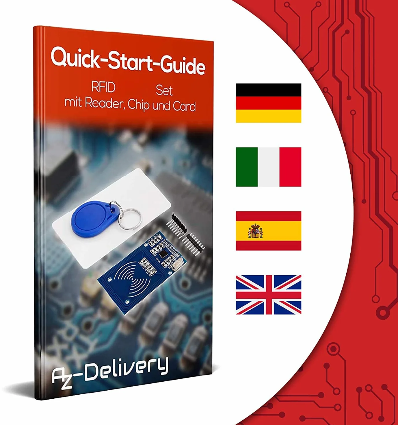 AZDelivery Kit RFID RC522 13,56MHz con Reader, Chip e Scheda compatibile con Arduino e Raspberry Pi incluso un E-Book!
