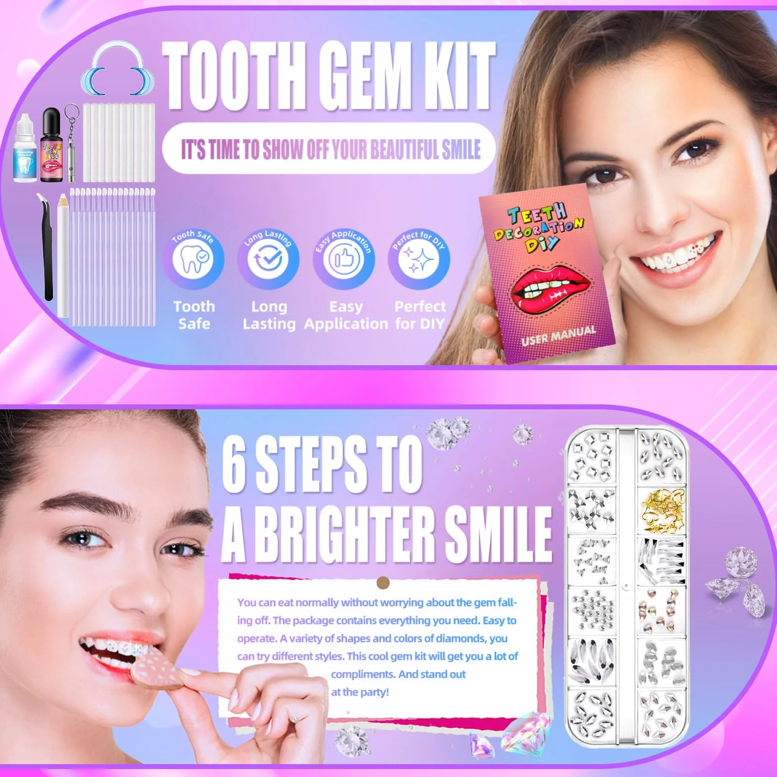 Kit Brillantini per Denti Fai da Te Dente Gemma