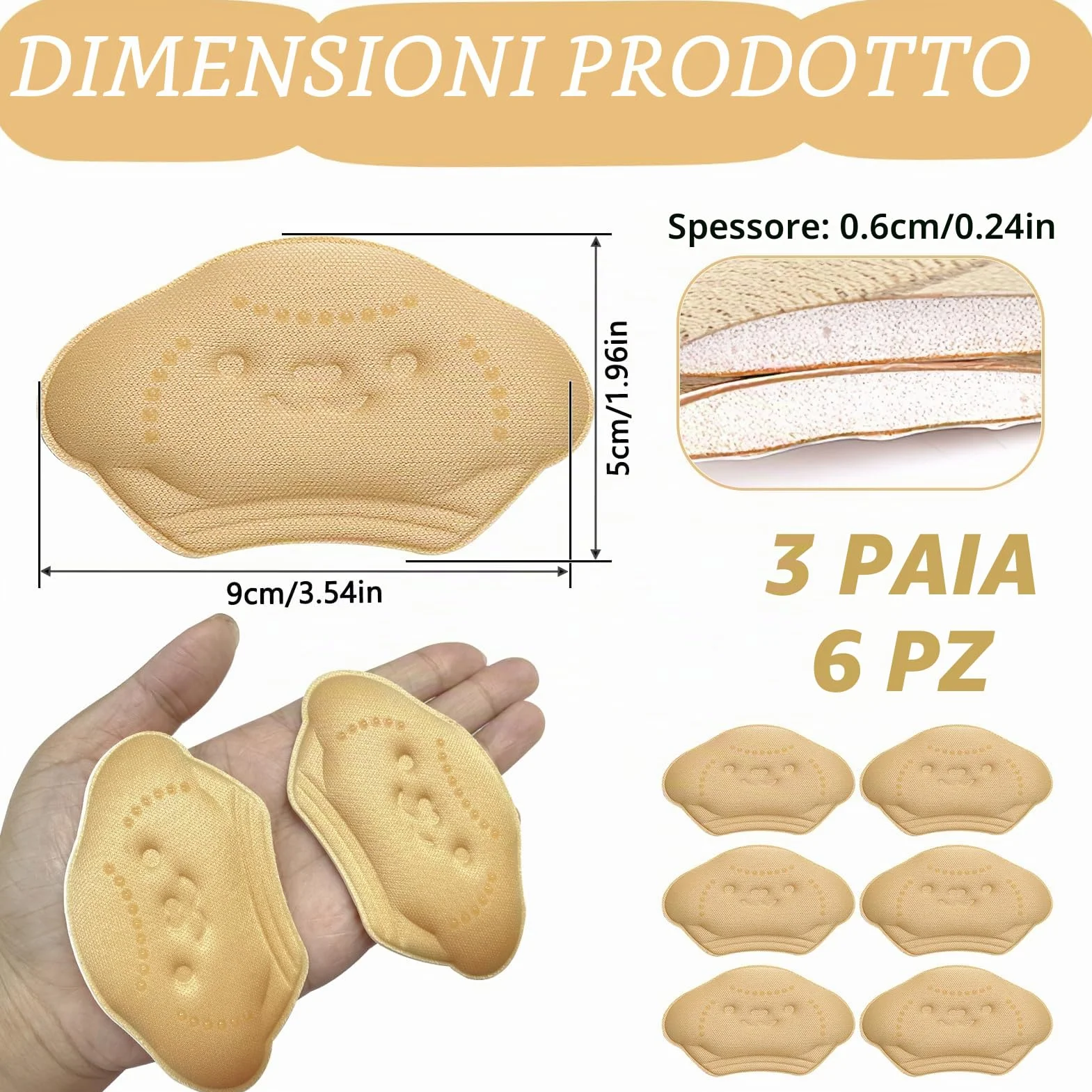 Cuscinetti per Tallone Bambino Set da 6 Pz Ridurre Taglia Scarpe Autoadesivi