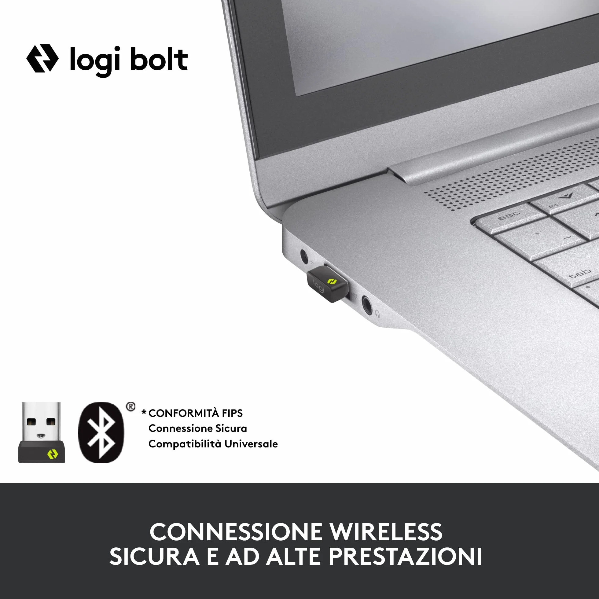 Logitech MX Keys Advanced for Business Tastiera wireless illuminata, ricevitore USB Logi Bolt, Bluetooth, tasti retroilluminati, ricaricabile, layout QWERTY Italiano - Grafite