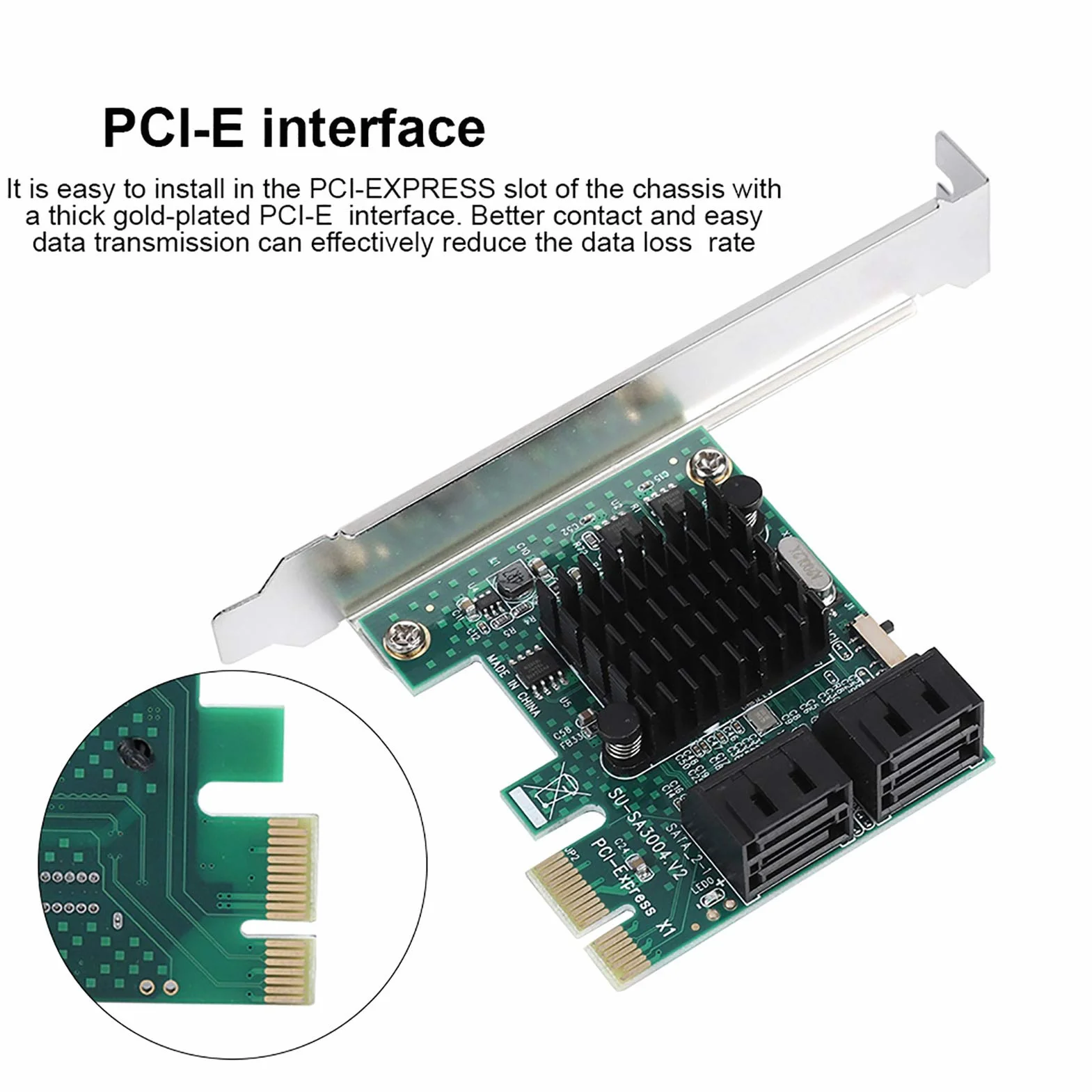 Bewinner Scheda di espansione a 4 porte da PCIE a SATA 3.0 Scheda di espansione 6G SATA 3.0 Scheda di espansione PCI Express Scheda PCIe per XP / 2003 / Vista / / /