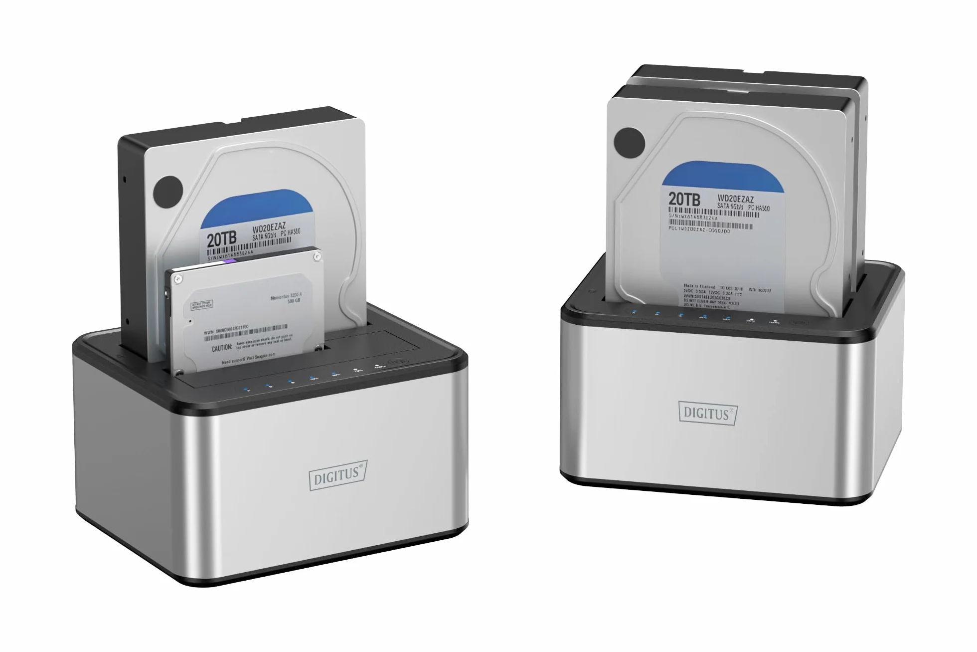 DIGITUS DA-71540-2 Docking Station SATA HDD Duale USB 3.0 per SSD e Hard Disk 2,5"/3,5" SATA 3 Funzione di Clonazione Grigio