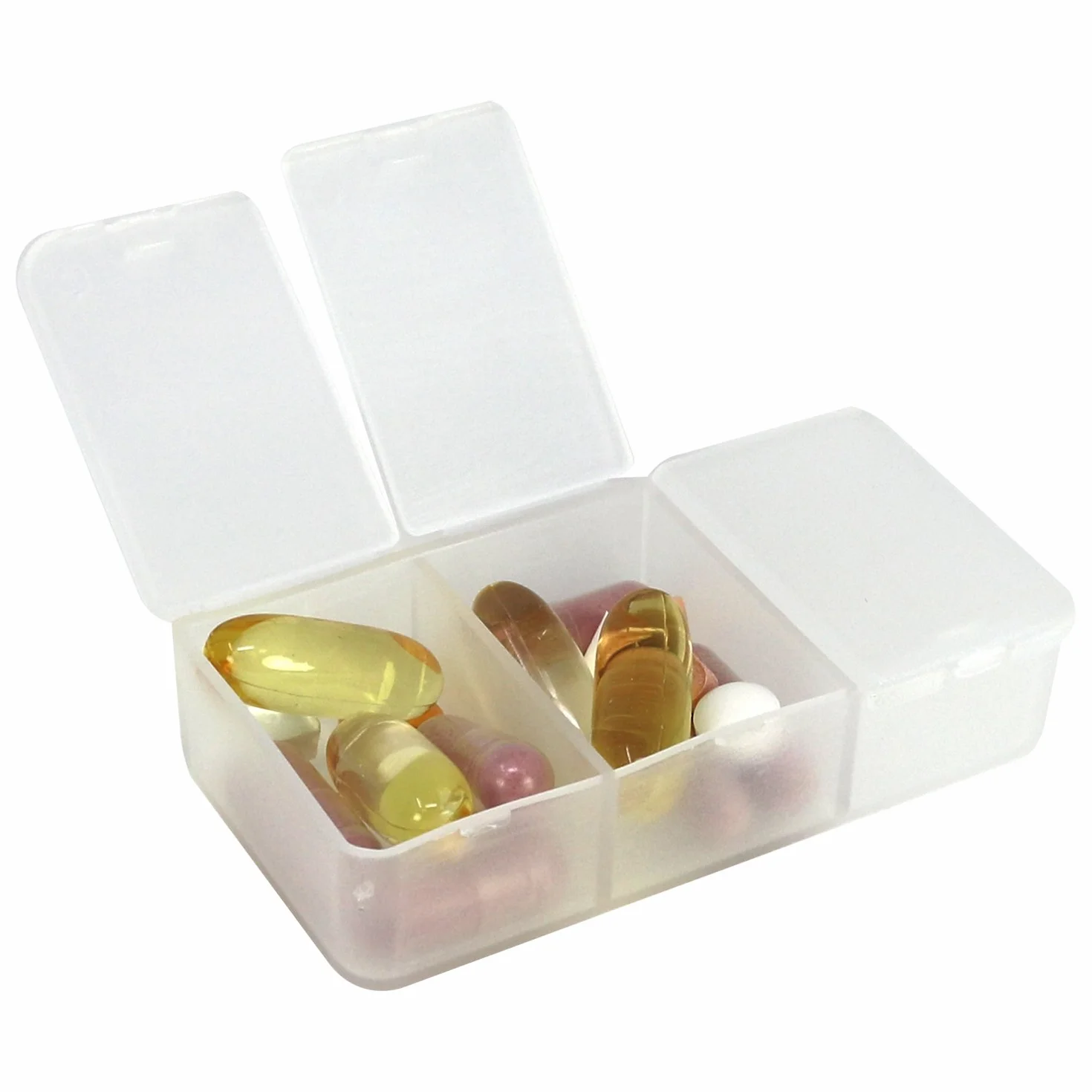 COM-FOUR® mini-tablet 10 pezzi trasparente distributore di farmaci con tre scomparti per casa trasportabile