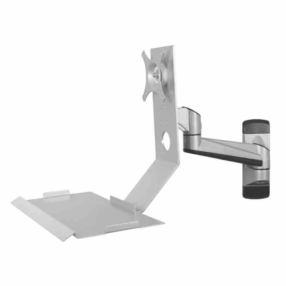 Supporto per monitor Single Arm Silver Color Monitor Stand with Plain Tray Foldable 90° Screen Supporto per monitor da scrivania