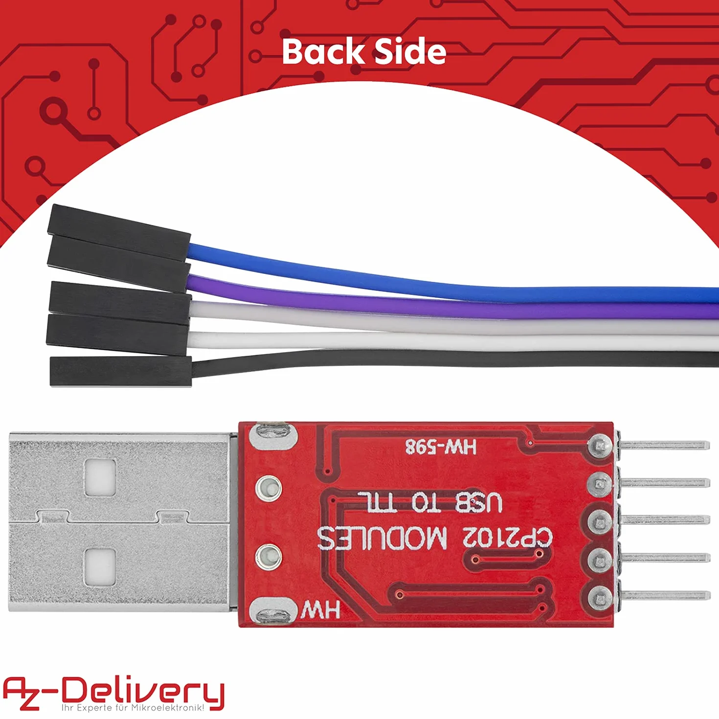 AZDelivery Convertitori da USB a TTL con CP2102 HW-598 per 3,3V e 5V con Cavetto Jumper compatibile con Arduino incluso E-Book!