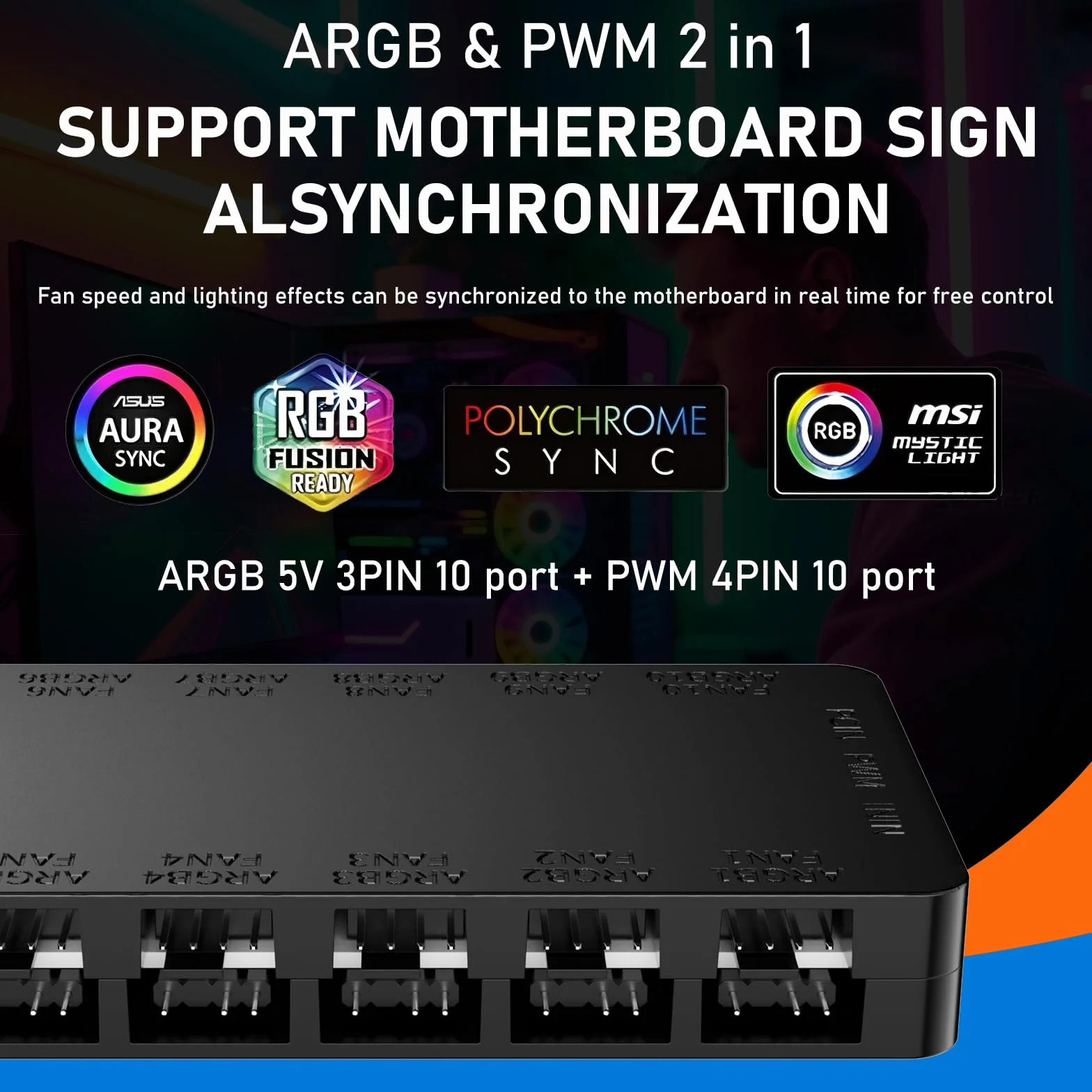 Oddtone Hub Ventole ARGB PWM 2-in-1 Controller 20 Porte SATA