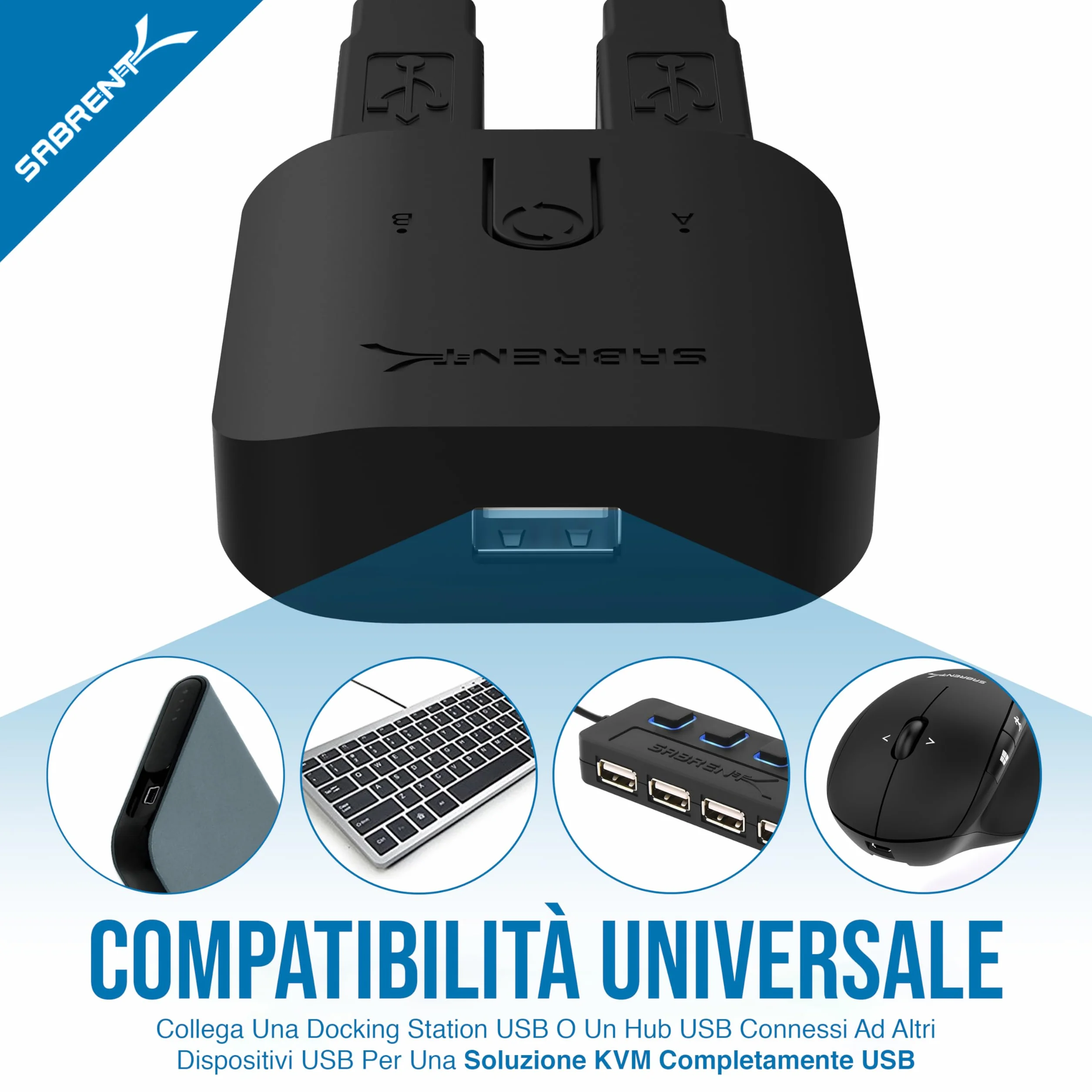 Sabrent Switch USB 2.0 per Più Computer e Periferiche con Spie LED (USB-SW20)