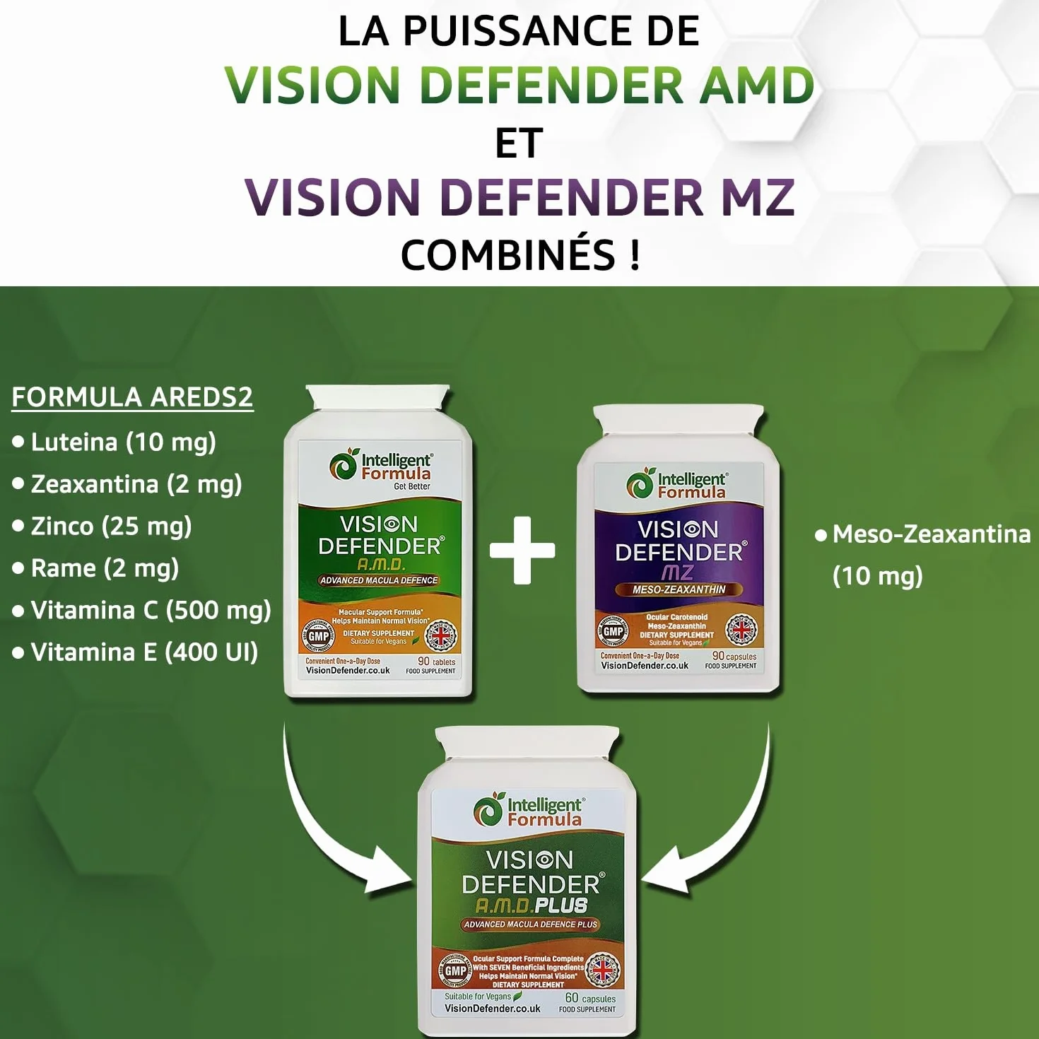 Vision Defender Plus Integratore Alimentare per la Vista AREDS2 con Meso-Zeaxantina Luteina Zeaxantina 60 Capsule Vegane