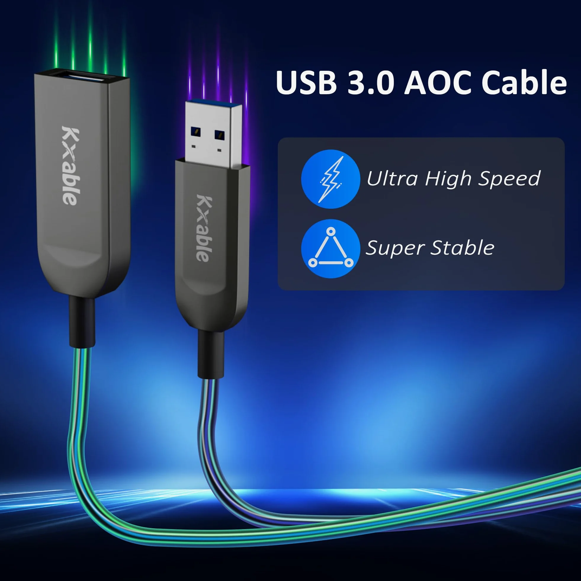 Kxable Cavo di prolunga USB 3.1 da 75 piedi, USB attivo ottico maschio a femmina, trasferimento dati ad alta velocità 10 Gbps, compatibile con USB 3.0 e USB 2.0