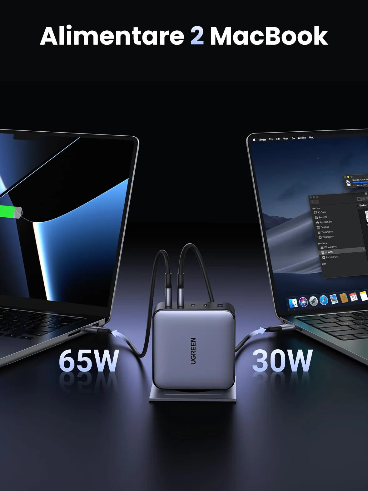 UGREEN Nexode 100W Caricatore USB C 5 Porte + Cavo USB C 100W 1M | PD 3.0 GaNInfinity PPS 45W Compatibile con iPhone 17 Pro Max Air 16 15 14 13 Galaxy S26 25 24 Pixel 10 Pro iPad MacBook M5