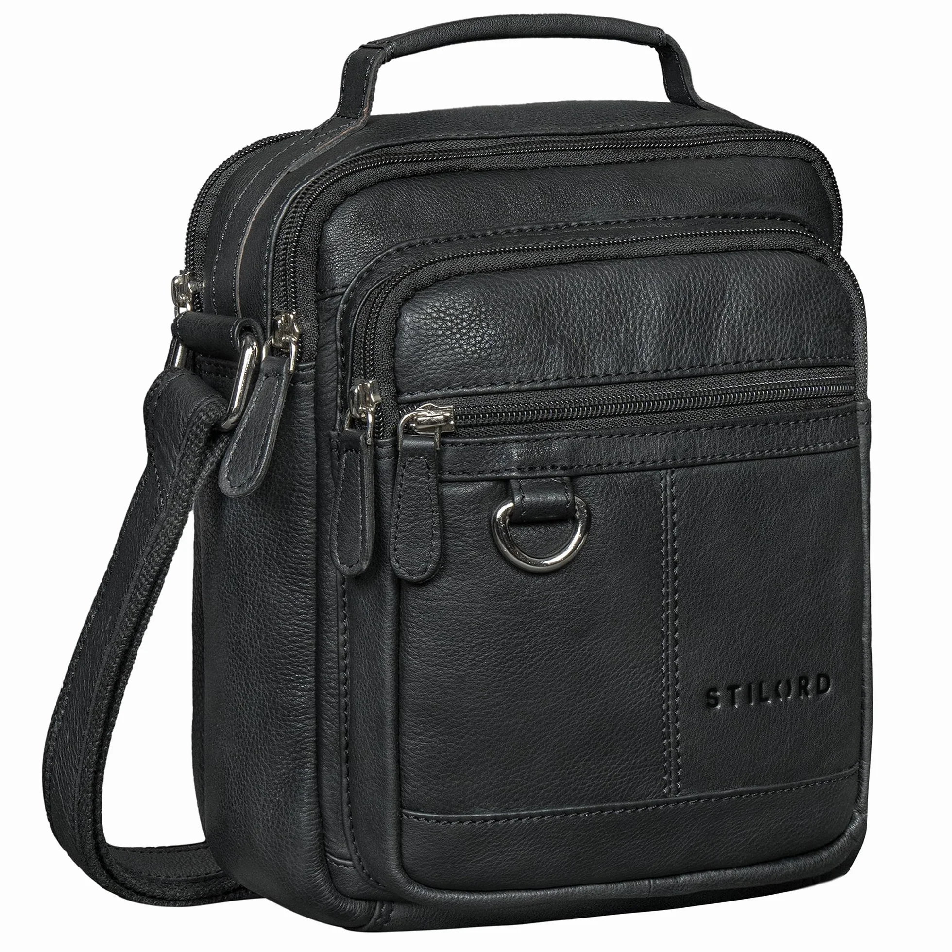 STILORD "Jonas Borsello Uomo Tracolla Pelle Piccolo Borse di Cuoio Vero Messenger Vintage Borsetta Borsa a Mano Borsellino con Manico Crossbody Bag per Tablet 8 Pollici Colore:cognac-marrone