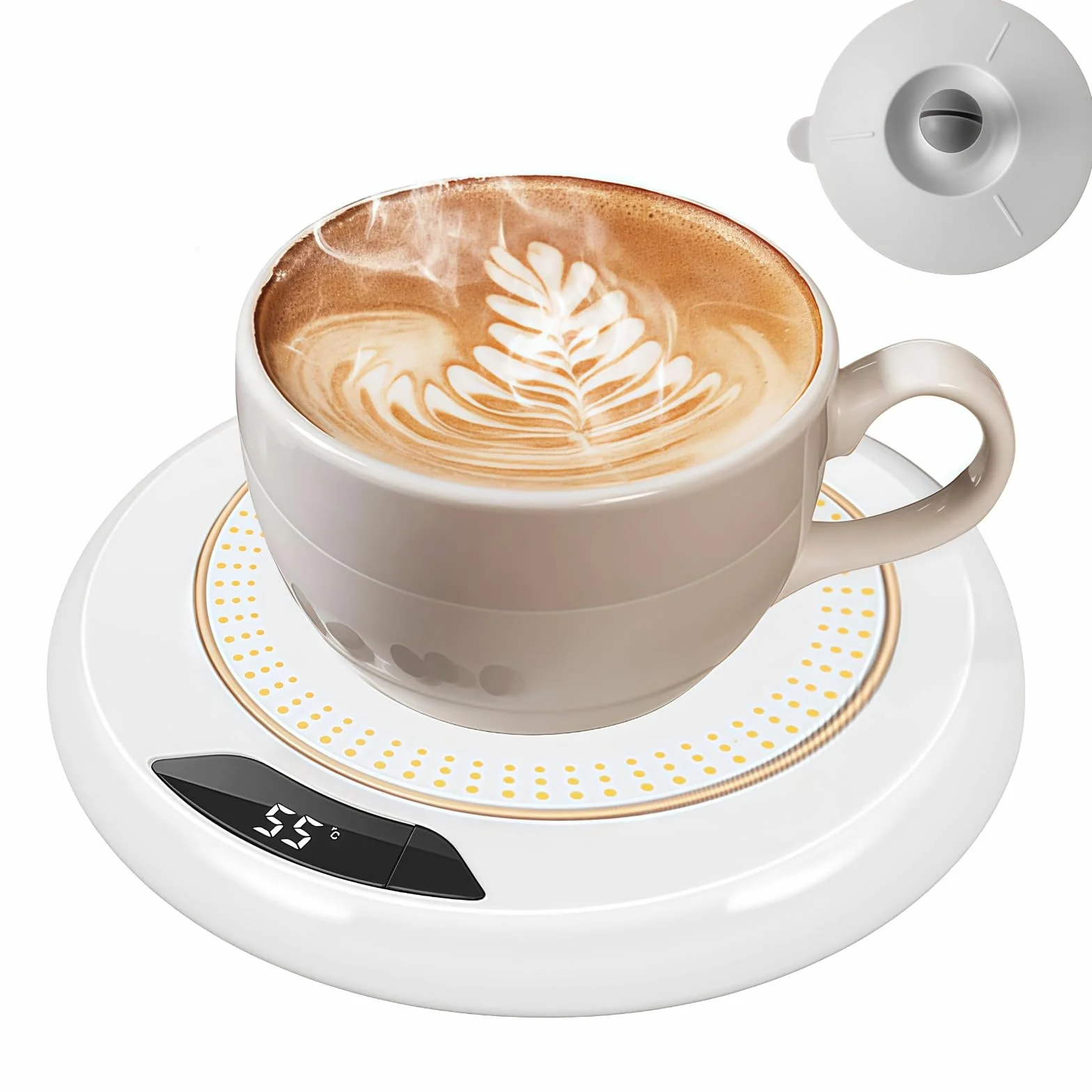 Scalda Tazze da Caffè Intelligente,Scalda Bicchieri per Scrivania,Scaldatazze con 3 Impostazioni di Temperatura per Bevande Tè,Caffè,Acqua,Latte per Tutte le Tazze,Piastra,Bianco