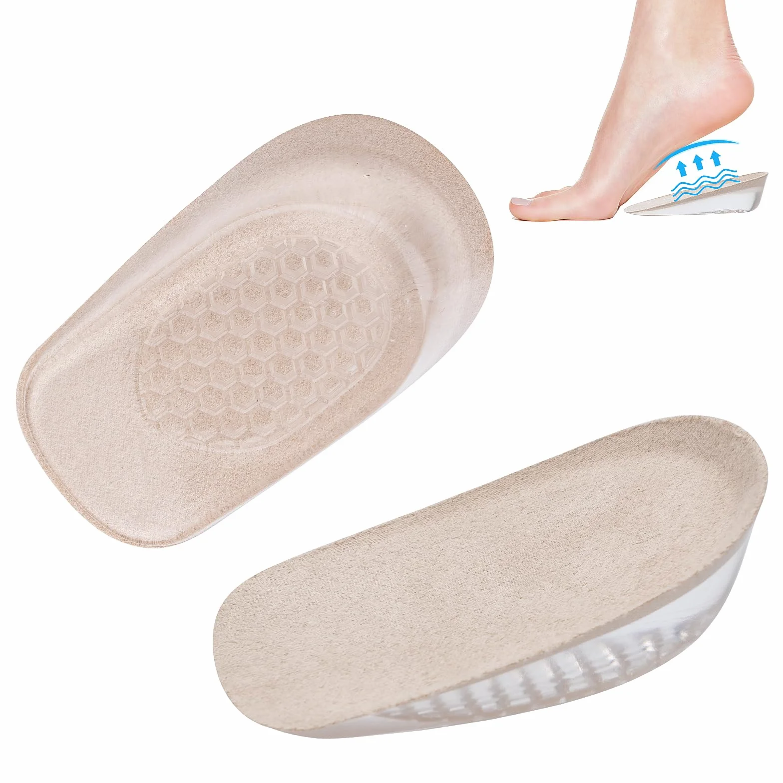 Altezza Aumentando Solette 2.5CM Talloniera in Gel per Donna Uomo Inserti Invisibili