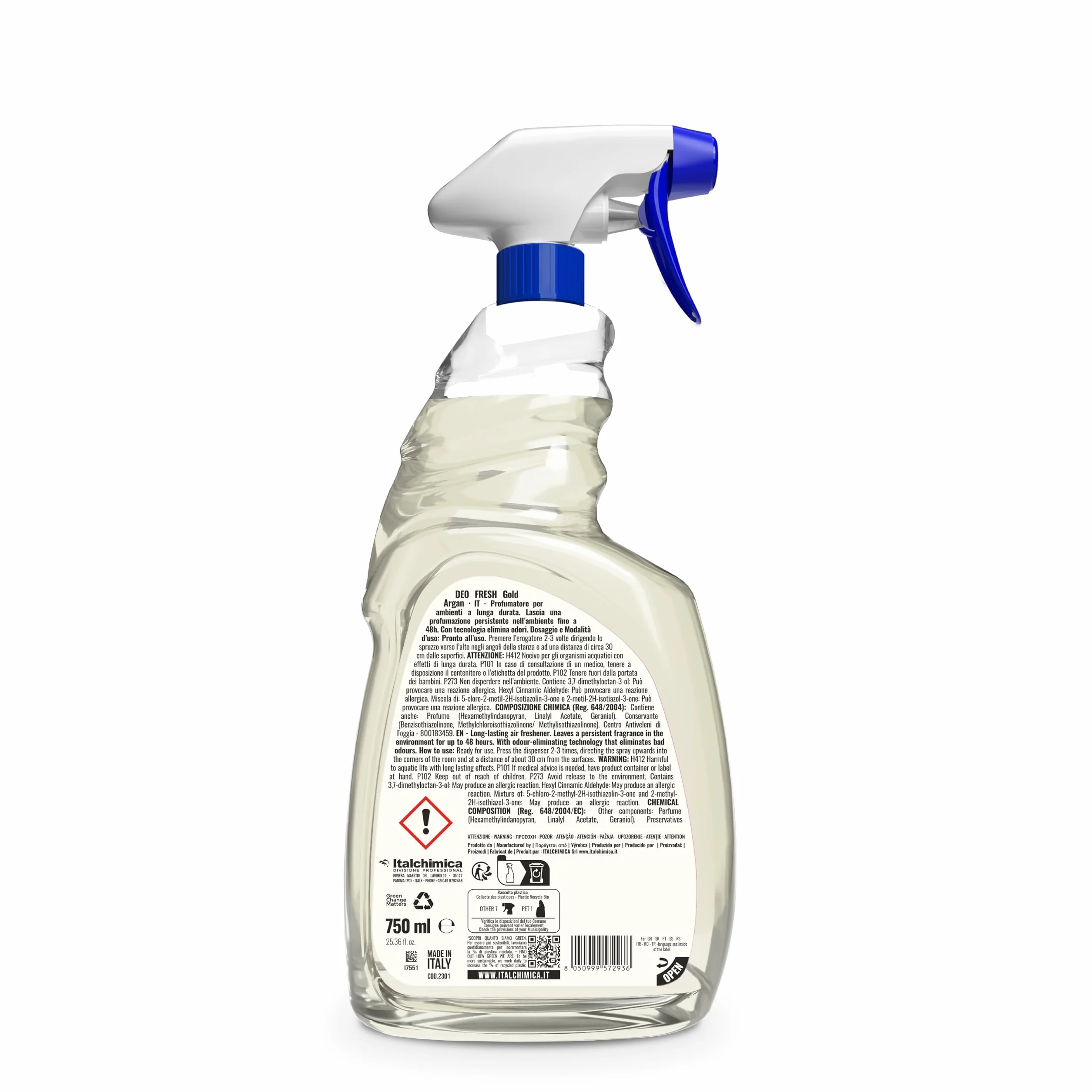 Sanitec Deo Fresh Gold Argan Profumatore Ambienti 750 ml Elimina Odori 48 Ore