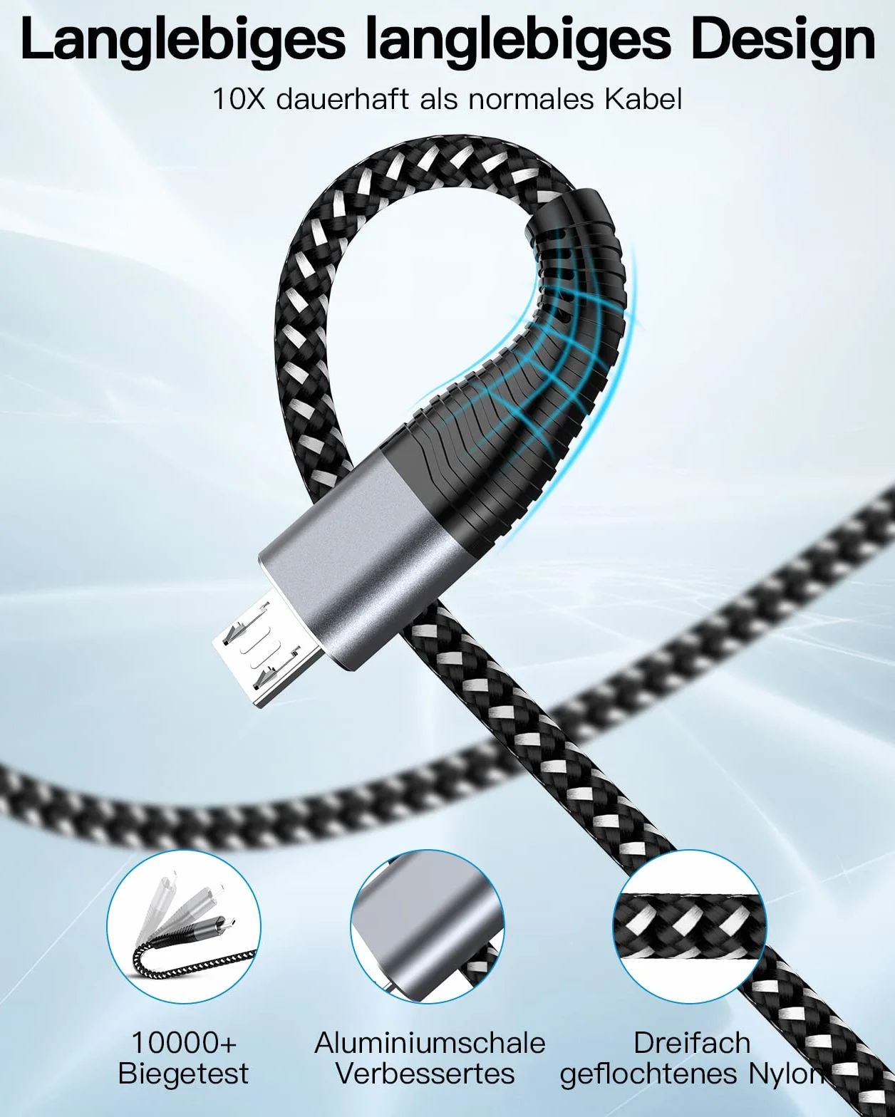 Cavo di ricarica per controller PS4, confezione da 2 pezzi, extra lungo 3 m, micro USB, con 2,4 A e 480 Mbps, compatibile con PS4, PS4 Slim, PS4 Pro, Xbox One, (vecchio) telefoni Android – Robusto e