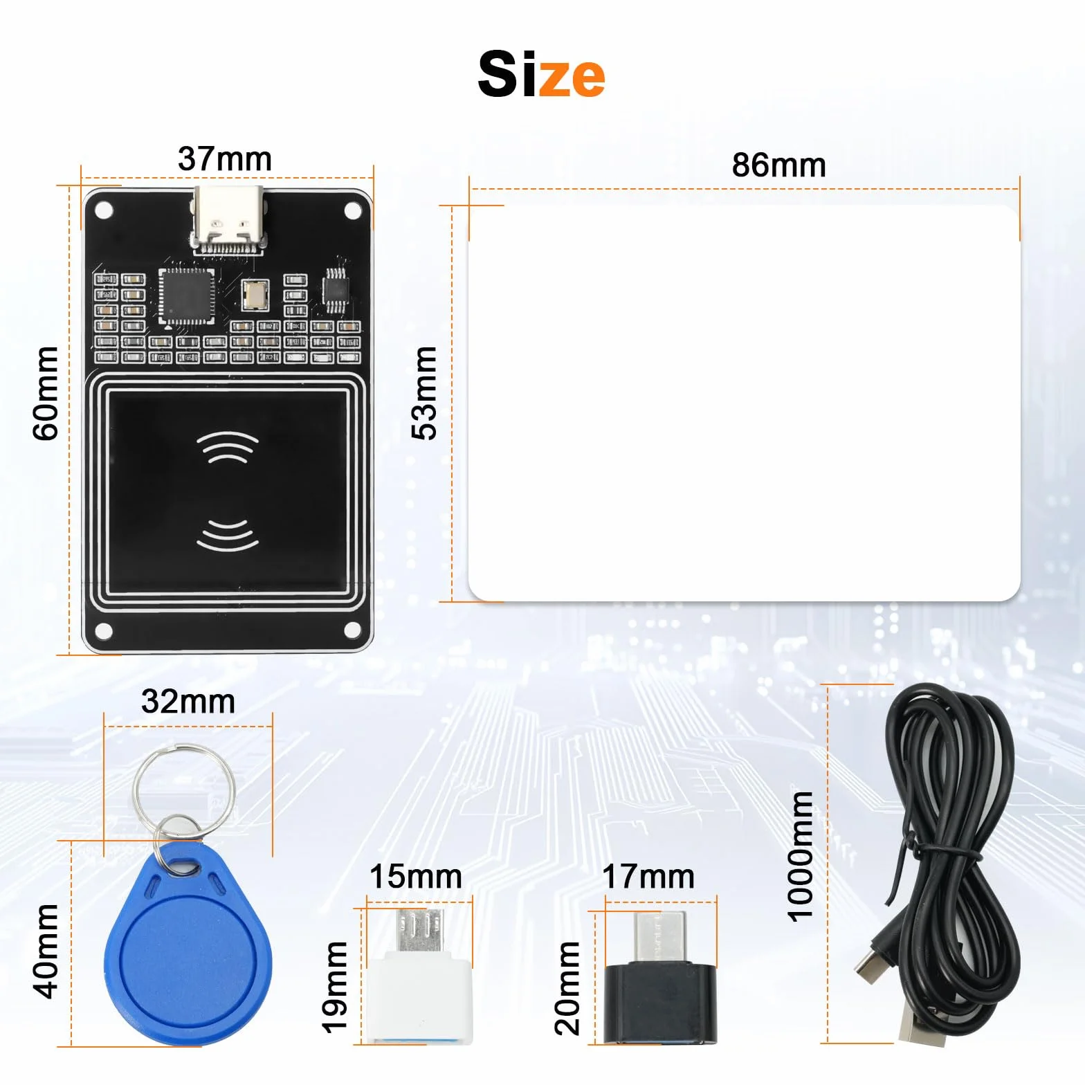 PN532 NFC Modulo RFID V2 Kit, lettore NFC per compatibilità supporta I2C SPI HSU con portata fino a 7 cm incluso shifter di livello compatibile con Arduino e Android