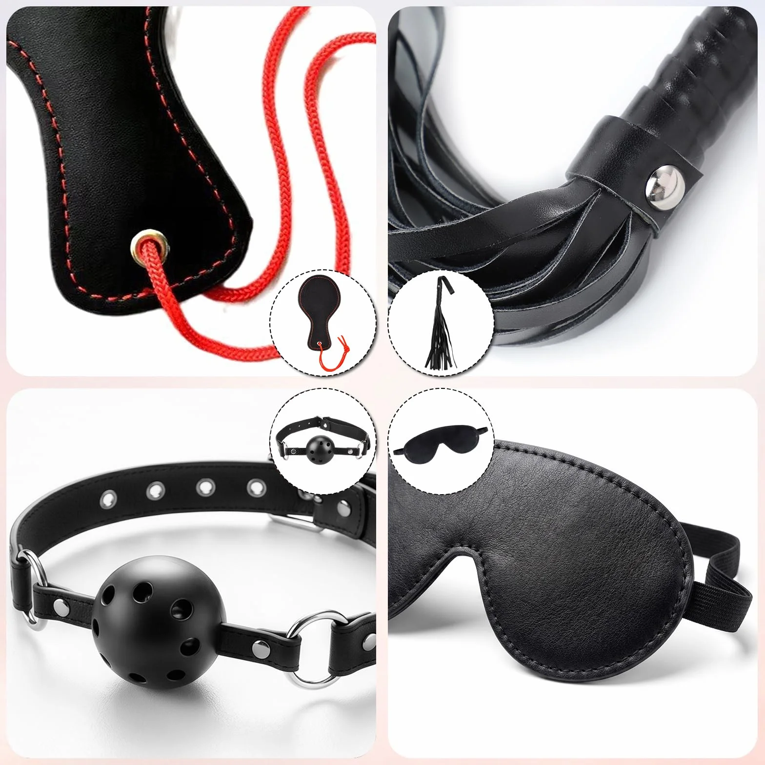 BDSM Kit Bondage 11 Pezzi Accessori con Manette Caviglia Morsetti Capezzoli Sex Toys Set per Coppie