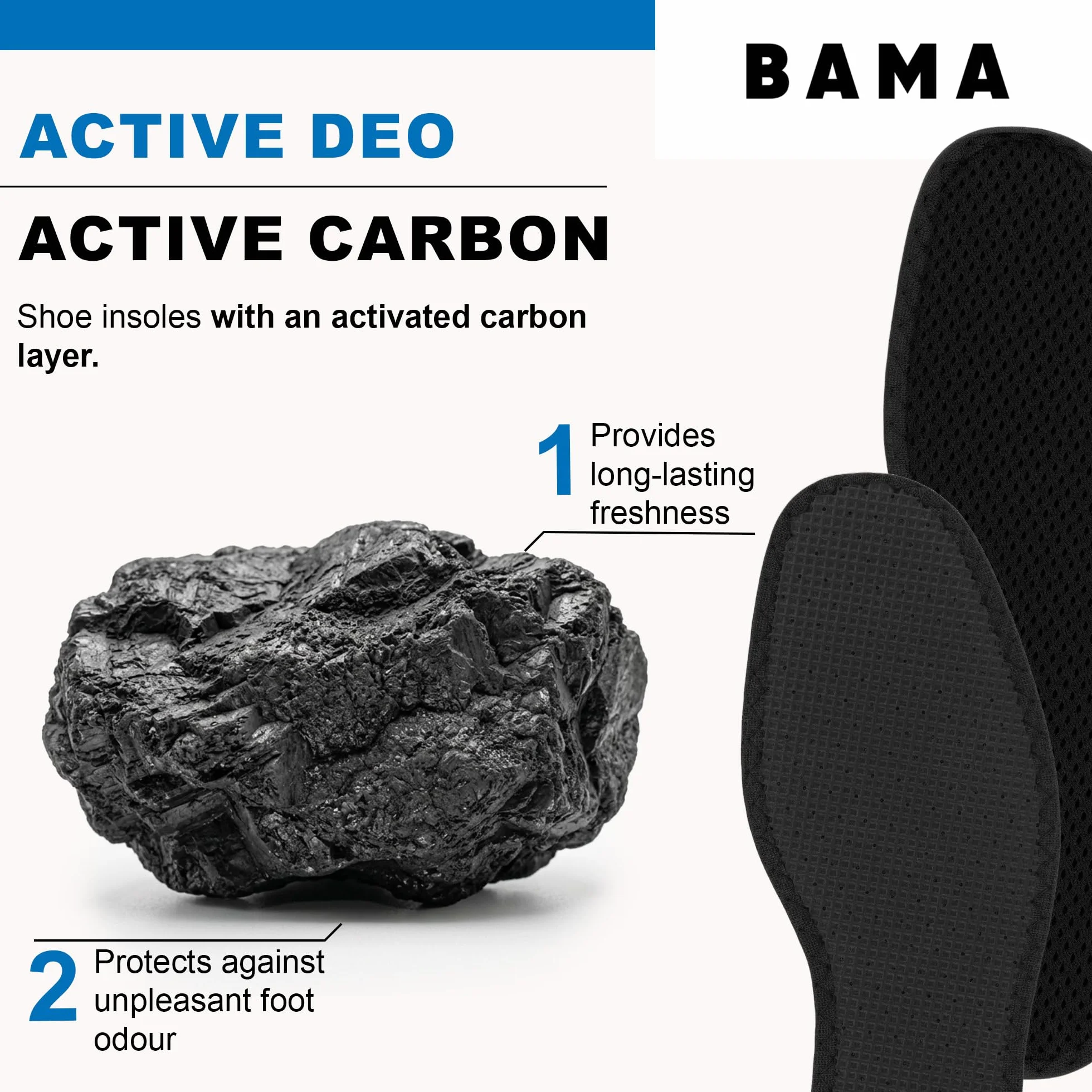 BAMA Solette Active Deo Solette Igieniche per Scarpe con Carbone Attivo 44/45