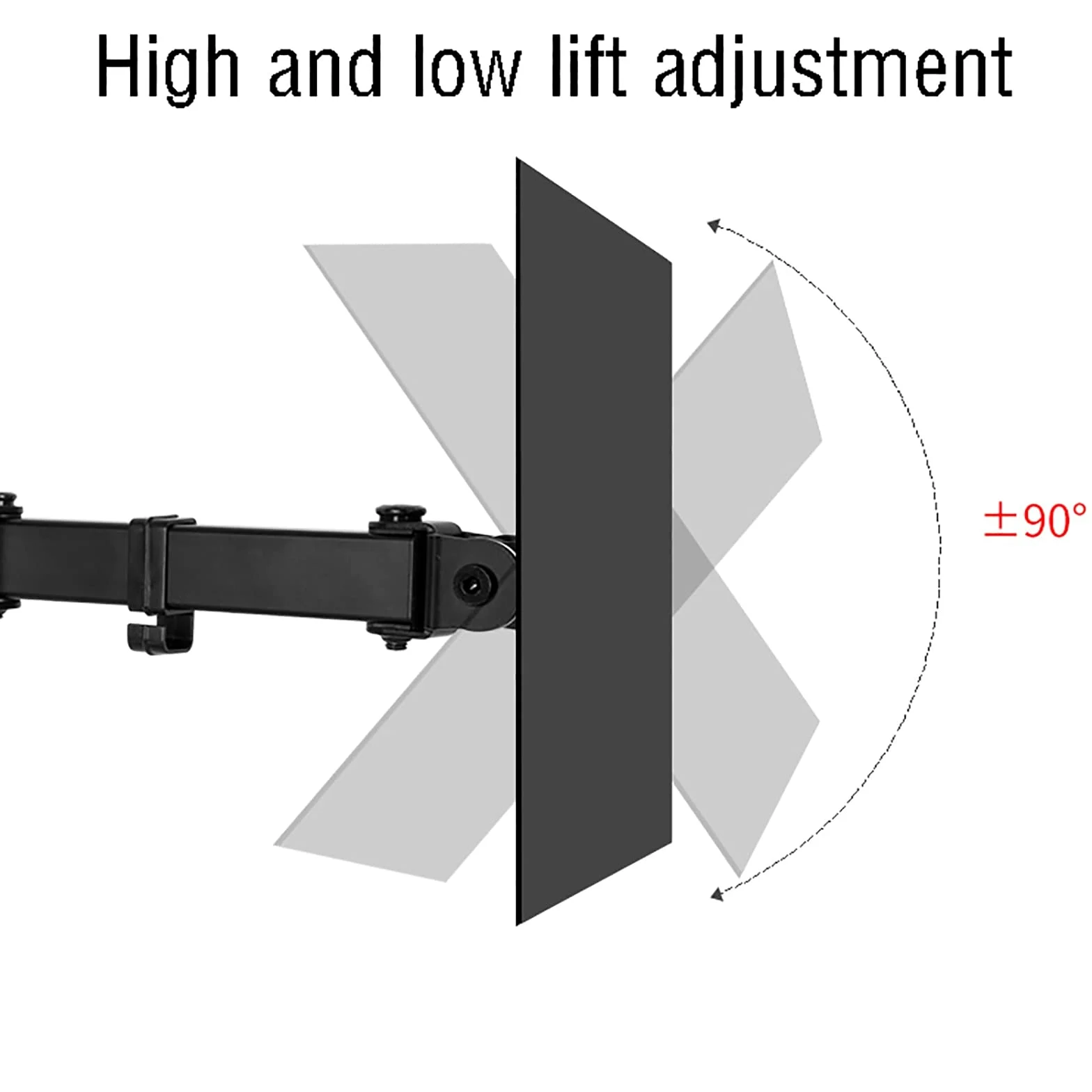 Supporto Doppio per Monitor, Compatibile con 2 Monitor da 10 A 27 Pollici, Altezza Regolabile, Girevole, Inclinabile, Ruotabile, Portata Massima 10 Kg/22 Libbre.