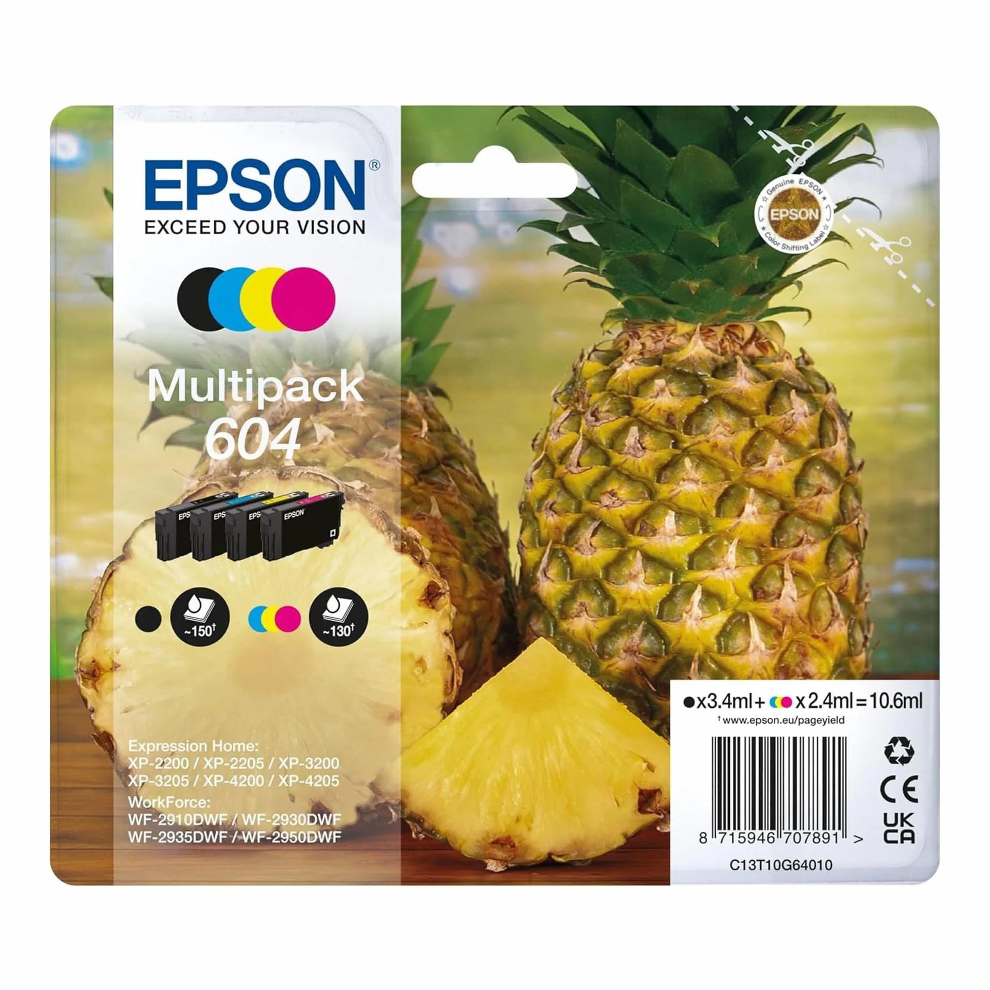 Epson 604 Serie Ananas Cartucce per Stampante Getto d'Inchiostro Multipack 4 Colori Formato STD