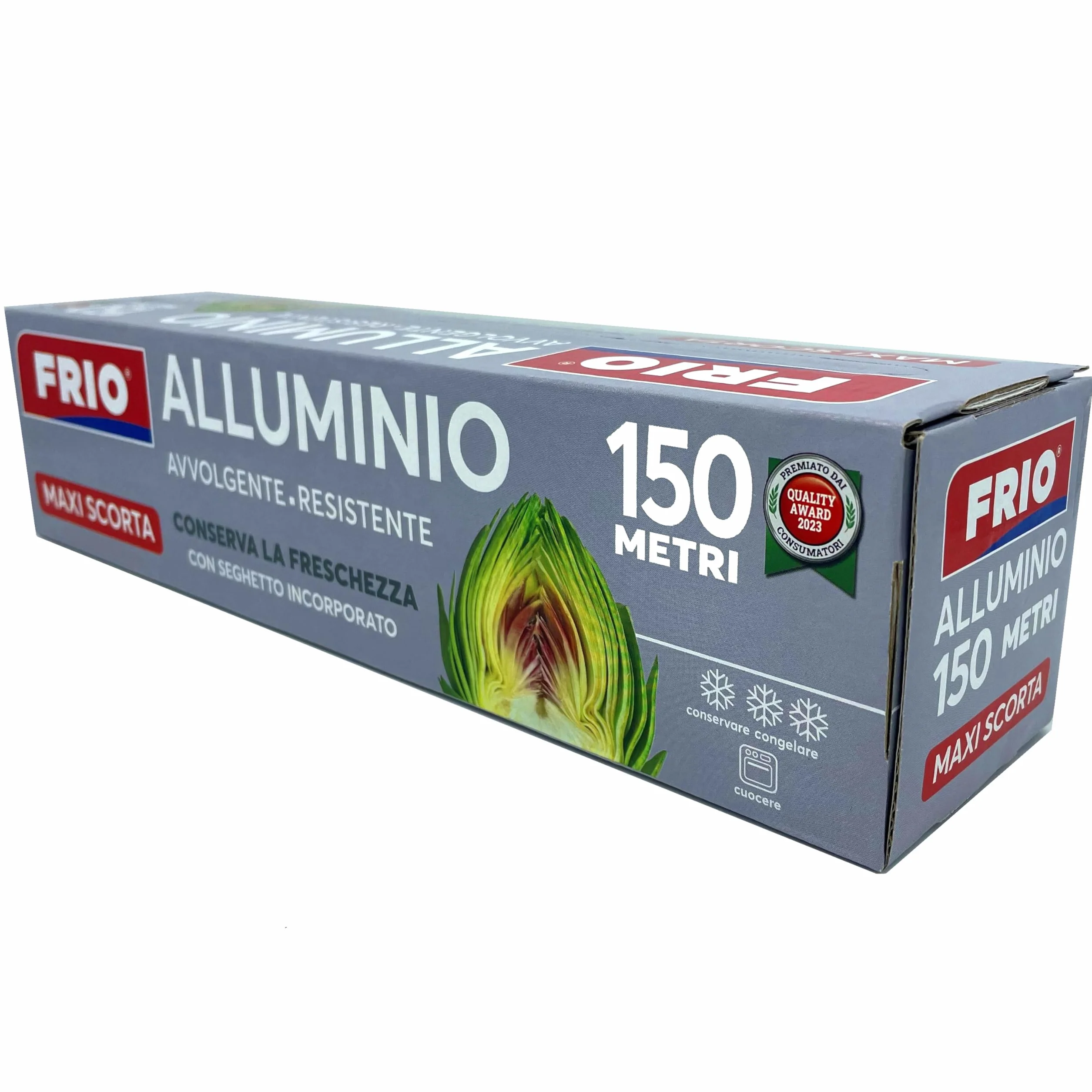 FRIO Carta Alluminio 150 Metri con Seghetto Incorporato per Cucina Professionale