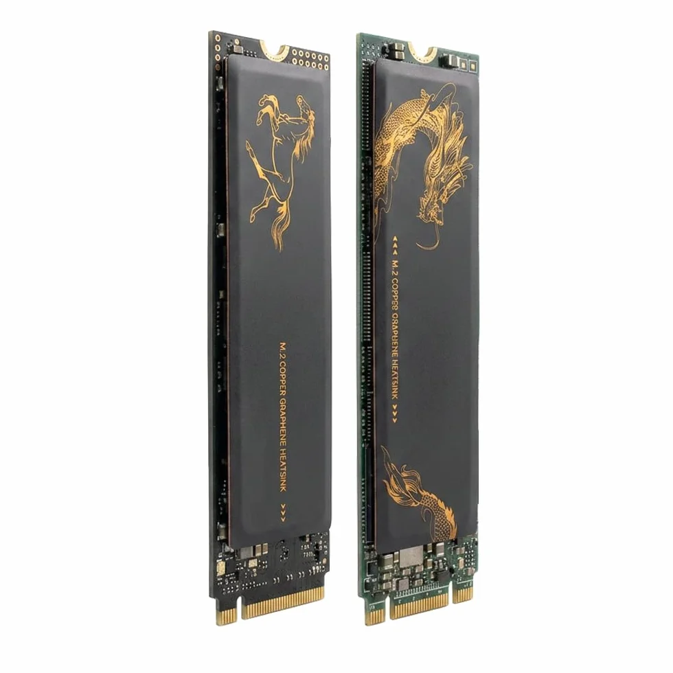 Dissipatore di calore in rame, 66 x 19 x 0,3 mm, con copertura completa del rivestimento in grafene, per SSD M.2 2280, 2 pezzi