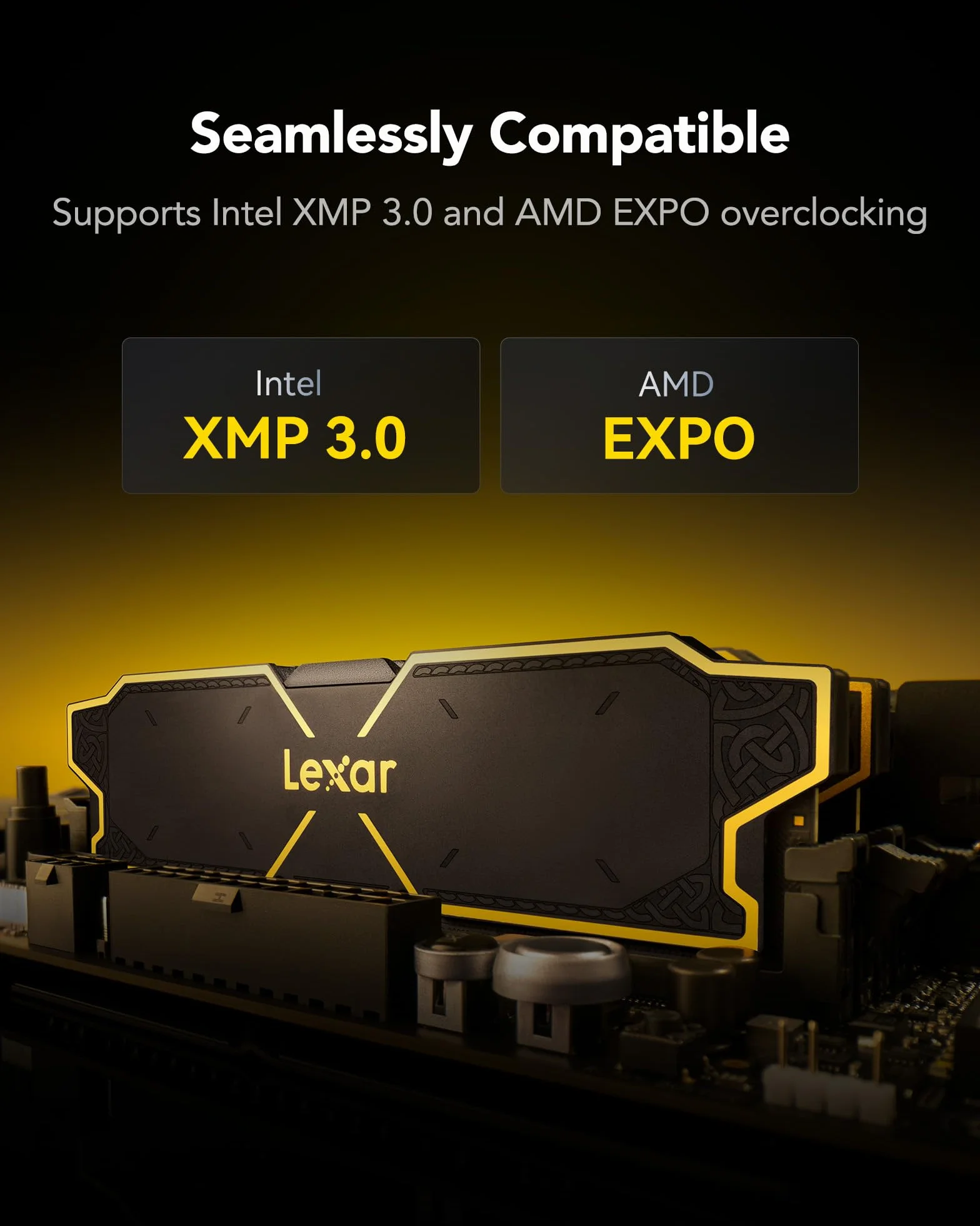 Lexar OC DDR5 RAM 32GB Kit (2x16GB) 6000 MHz, 288-Pin UDIMM Desktop Memory, Gaming Computer Memory DRAM per Intel XMP 3.0/AMD EXPO, On-die ECC, 1.25V
