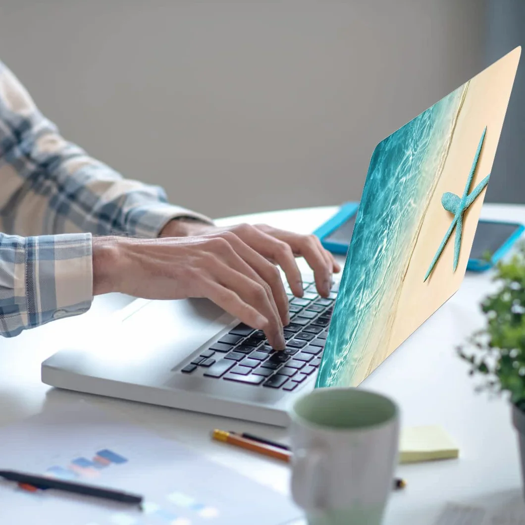 eyscar Adesivo per laptop da 13", 13,3", 14", 15,4", 15,6", 15,6 pollici, in vinile, per PC (stelle marine in spiaggia), NEK1215