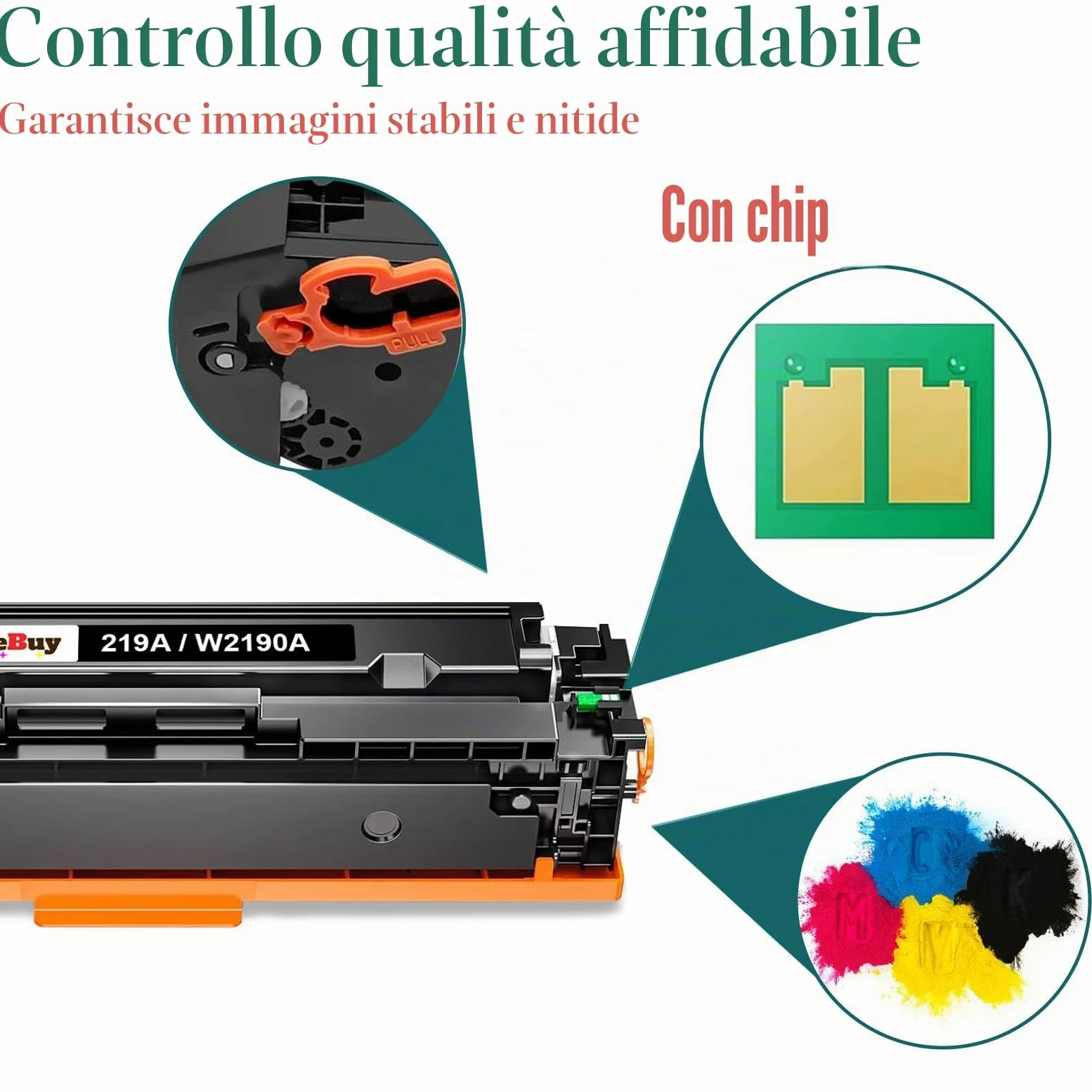 219A W2190A Toner Con Chip Compatibile per HP 219X W2190X per Color Laserjet Pro MFP 3302FDW 3302SDW 3302FDN 3302FDNG 3302FDWG 3302SDWG 3202DN 3202DW 3302 FDW Nero Ciano Giallo Magenta