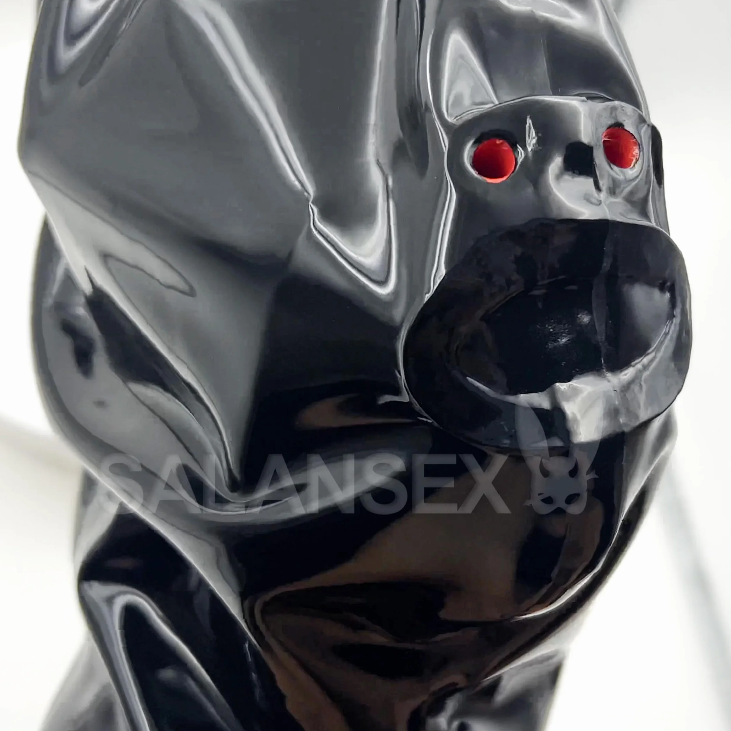 Maschera sexy lattice a faccia piena con zip bavaglio silicone per cosplay festa vacanza (M)