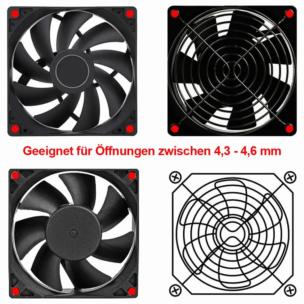 Joycabin 2 griglie per ventola da 120 mm, in metallo, con viti, griglia di protezione in metallo, per ventola CPU da 120 x 120 mm, ventola di raffreddamento per computer
