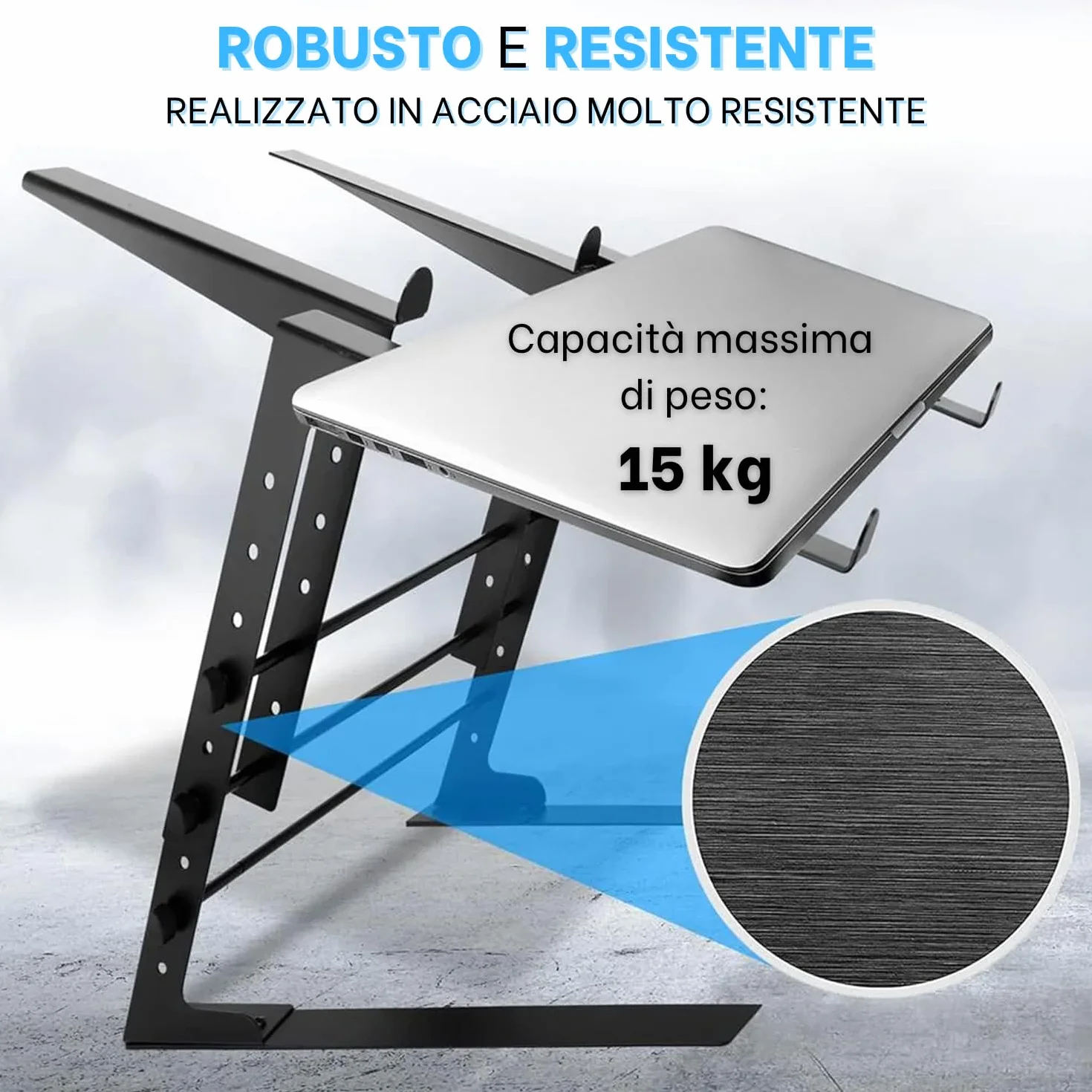 Pyle Supporto Laptop Portatile Doppio, Altezza Regolabile, Design Ergonomico, Punte Antiscivolo per DJ, Attrezzature Audio, Workstation, Gaming Supporto Laptop, Supporto Notebook