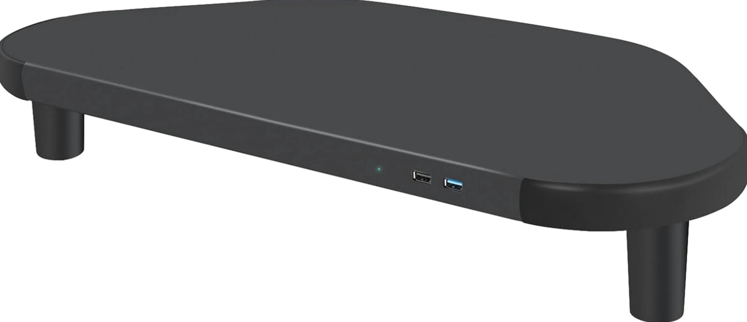 Supporto for monitor triangolare nero, supporto universale for scrivania angolare con porta USB, organizer in metallo for da ufficio aperta