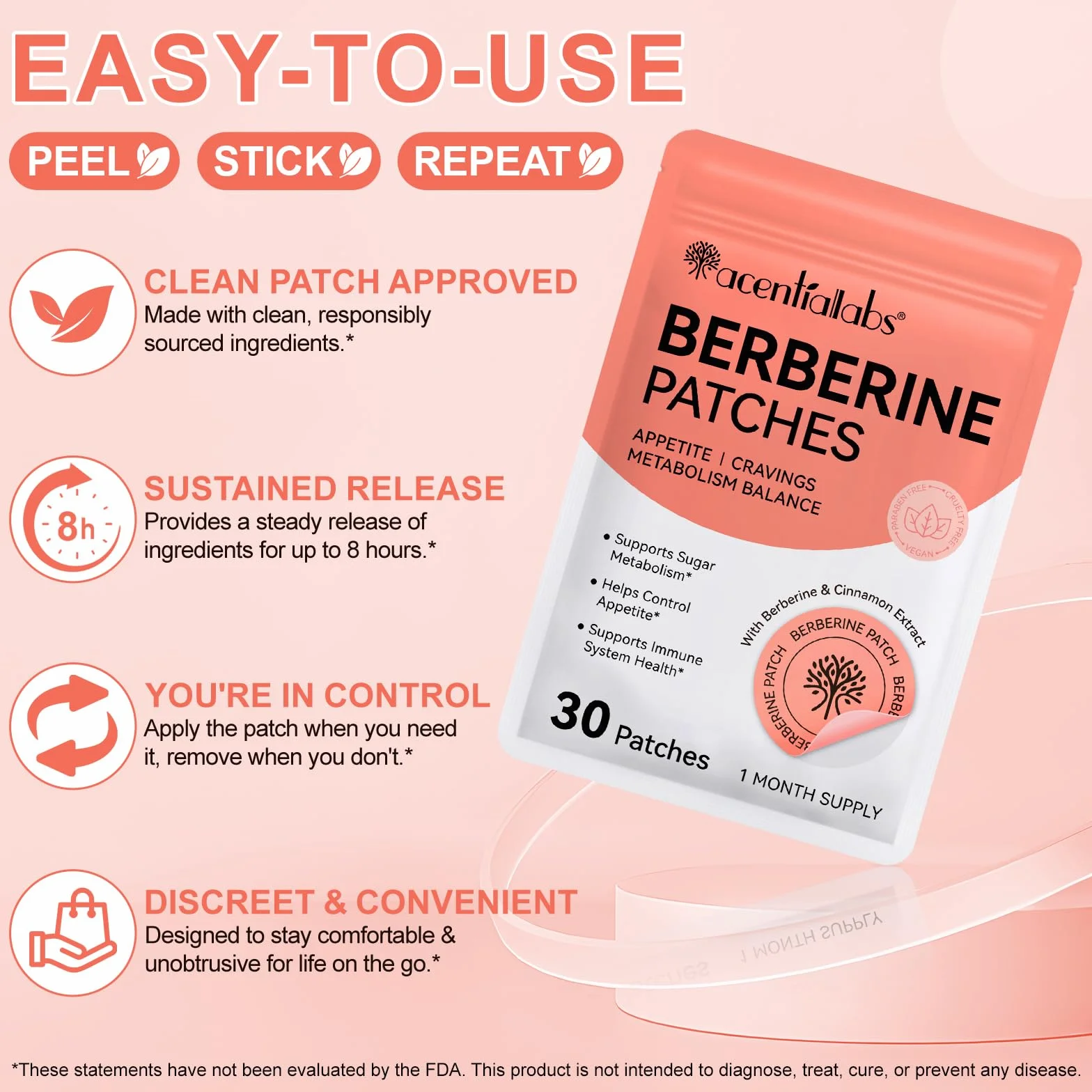Patch Di Berberina Per L'Equilibrio Metabolico, 2 x 30Pcs Adesivi Per La Pelle
